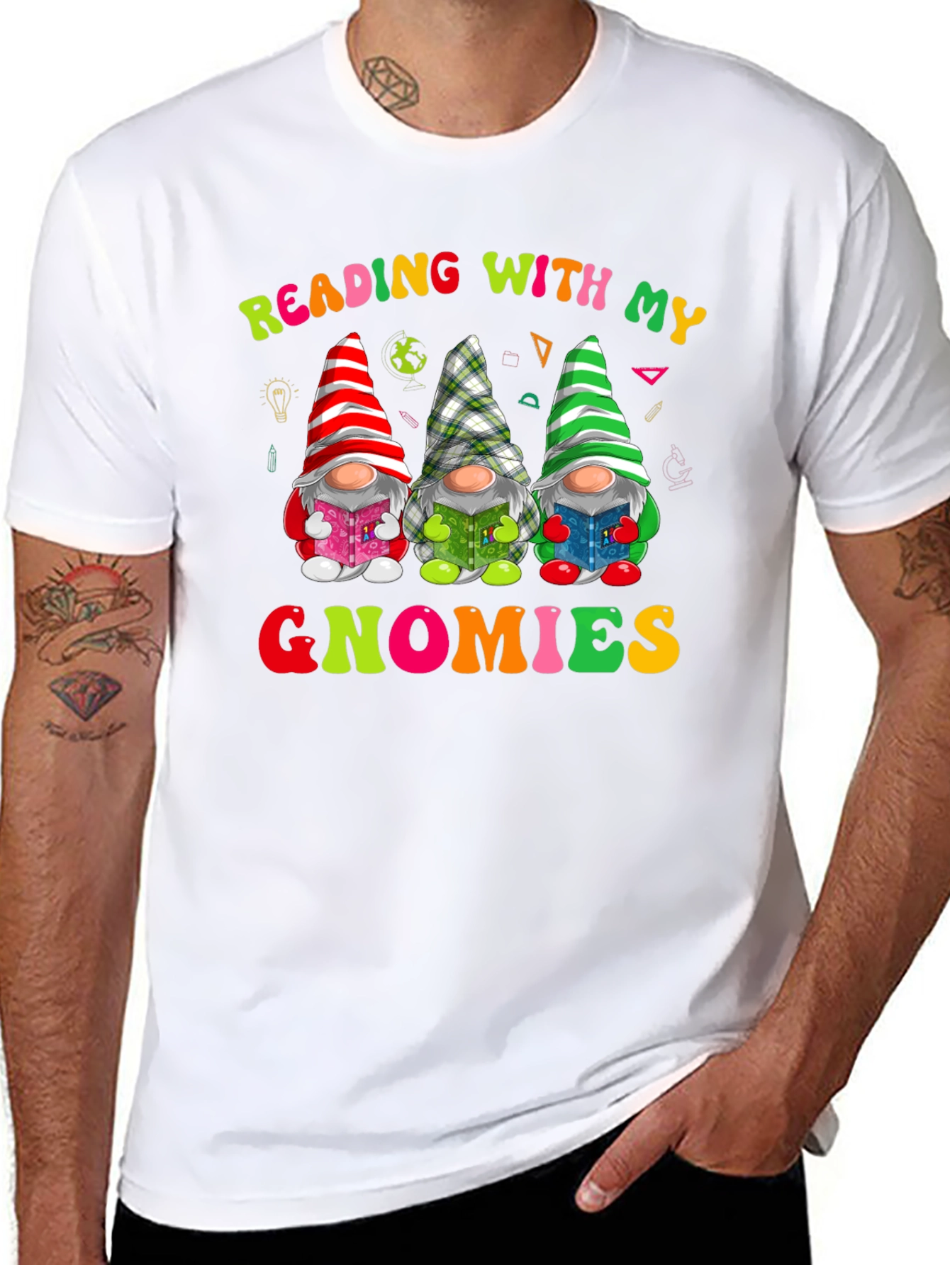 Reading With My Gnomies Shirt - Fun Teacher Tee