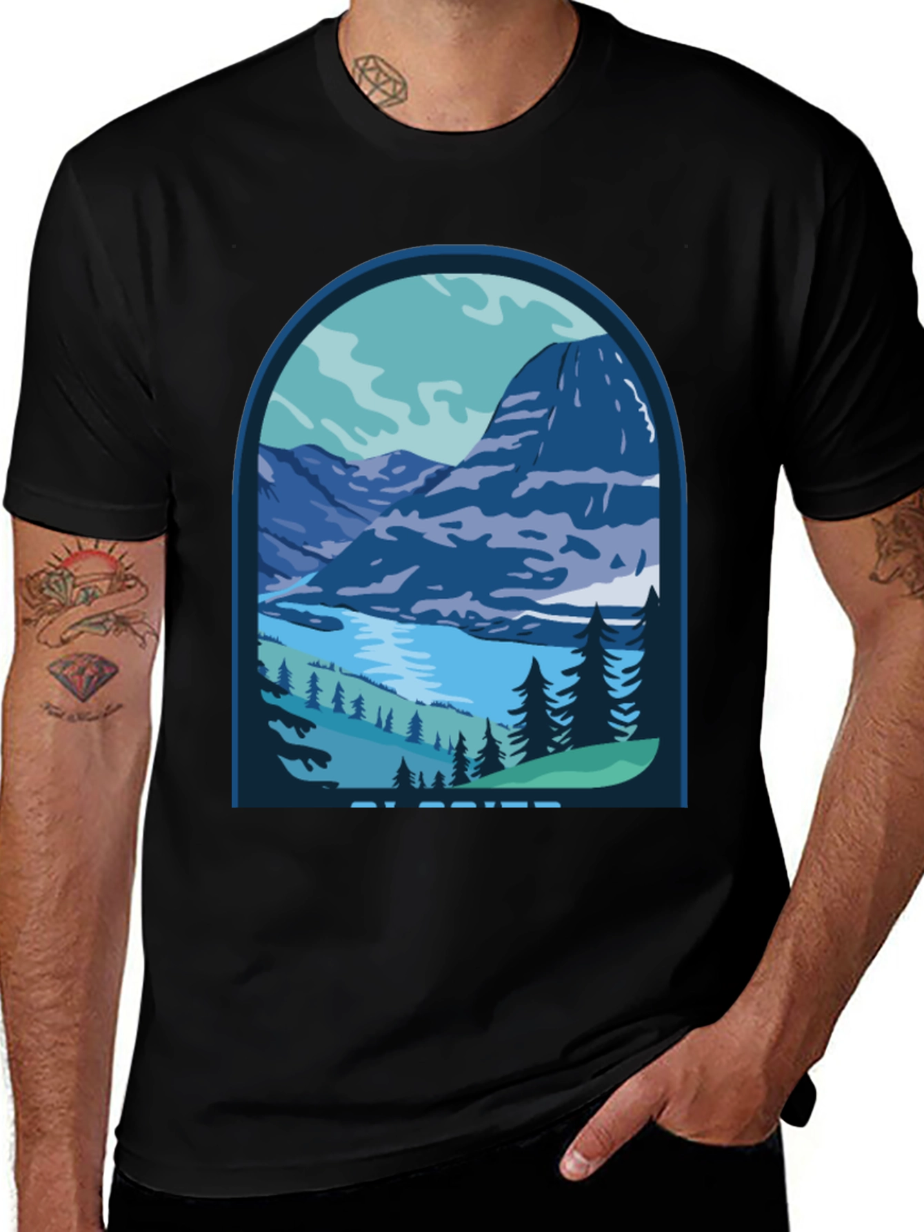 Mountain Scene Graphic Tee - Glacier Design