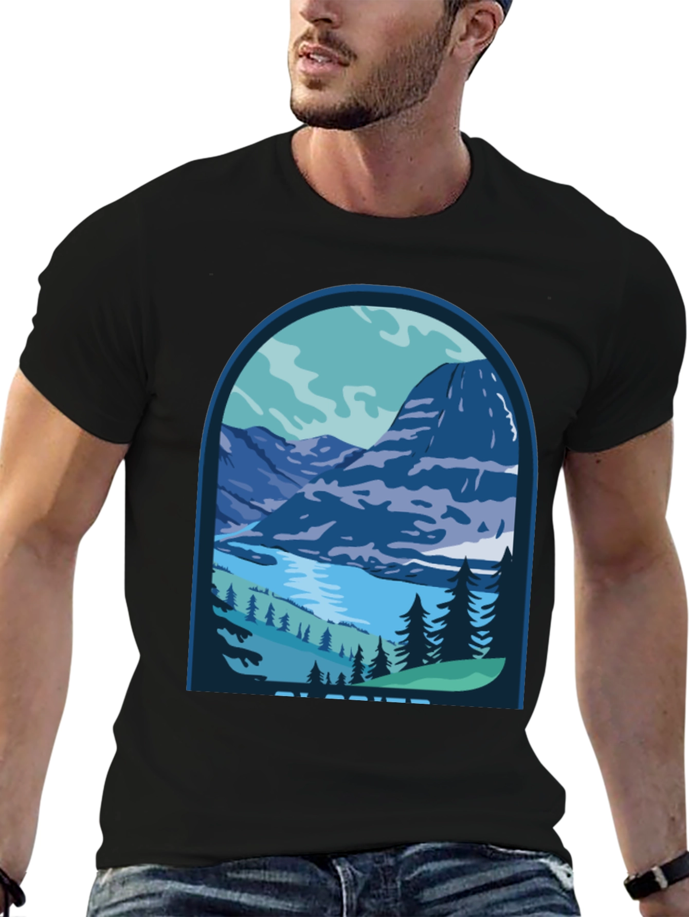 Mountain Scene Graphic Tee - Glacier Design
