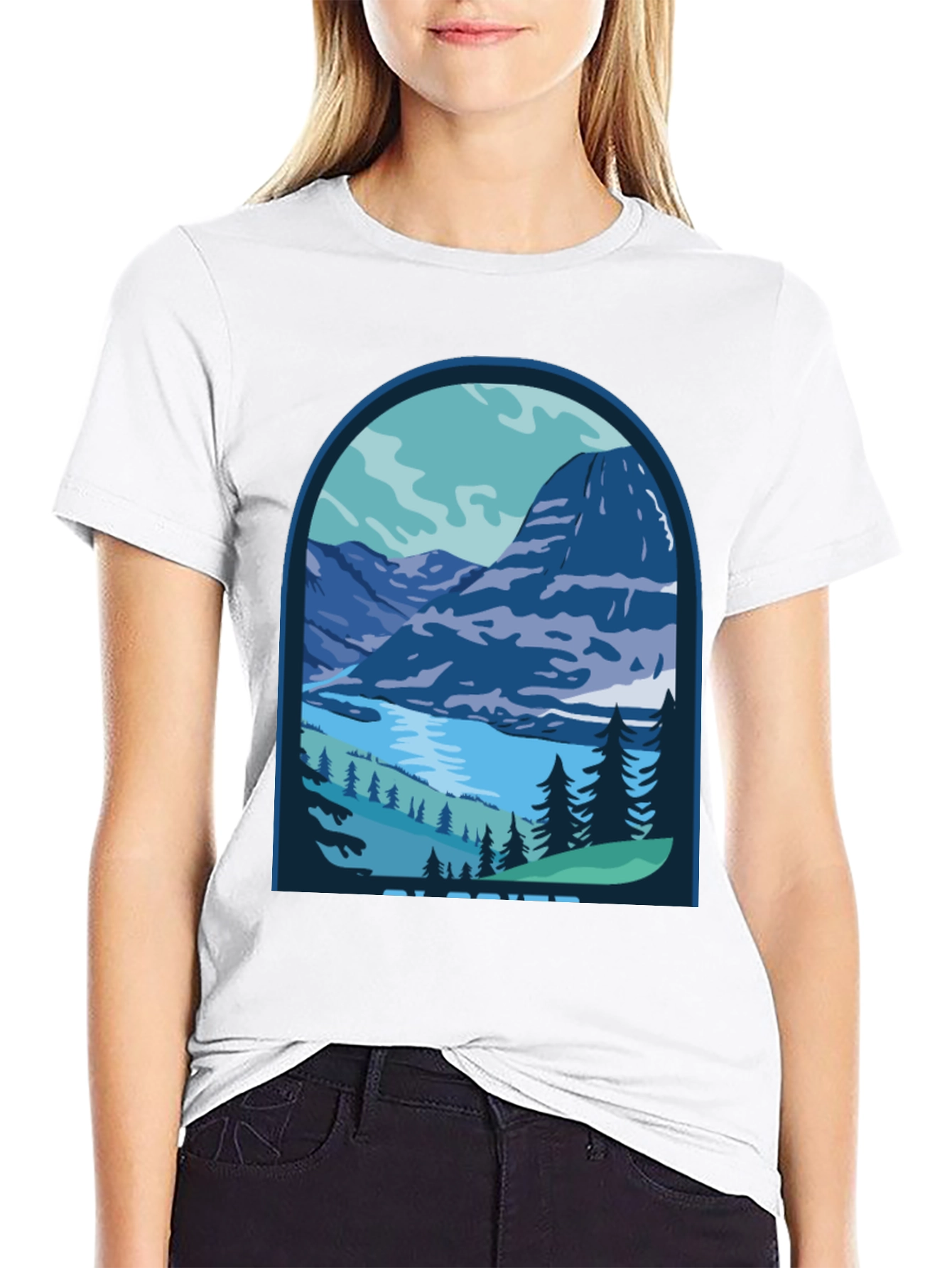 Mountain Scene Graphic Tee - Glacier Design