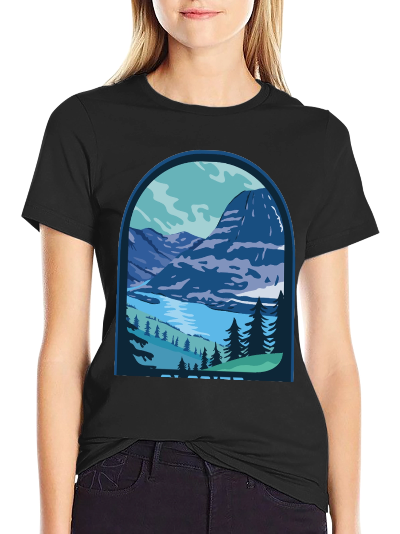 Mountain Scene Graphic Tee - Glacier Design