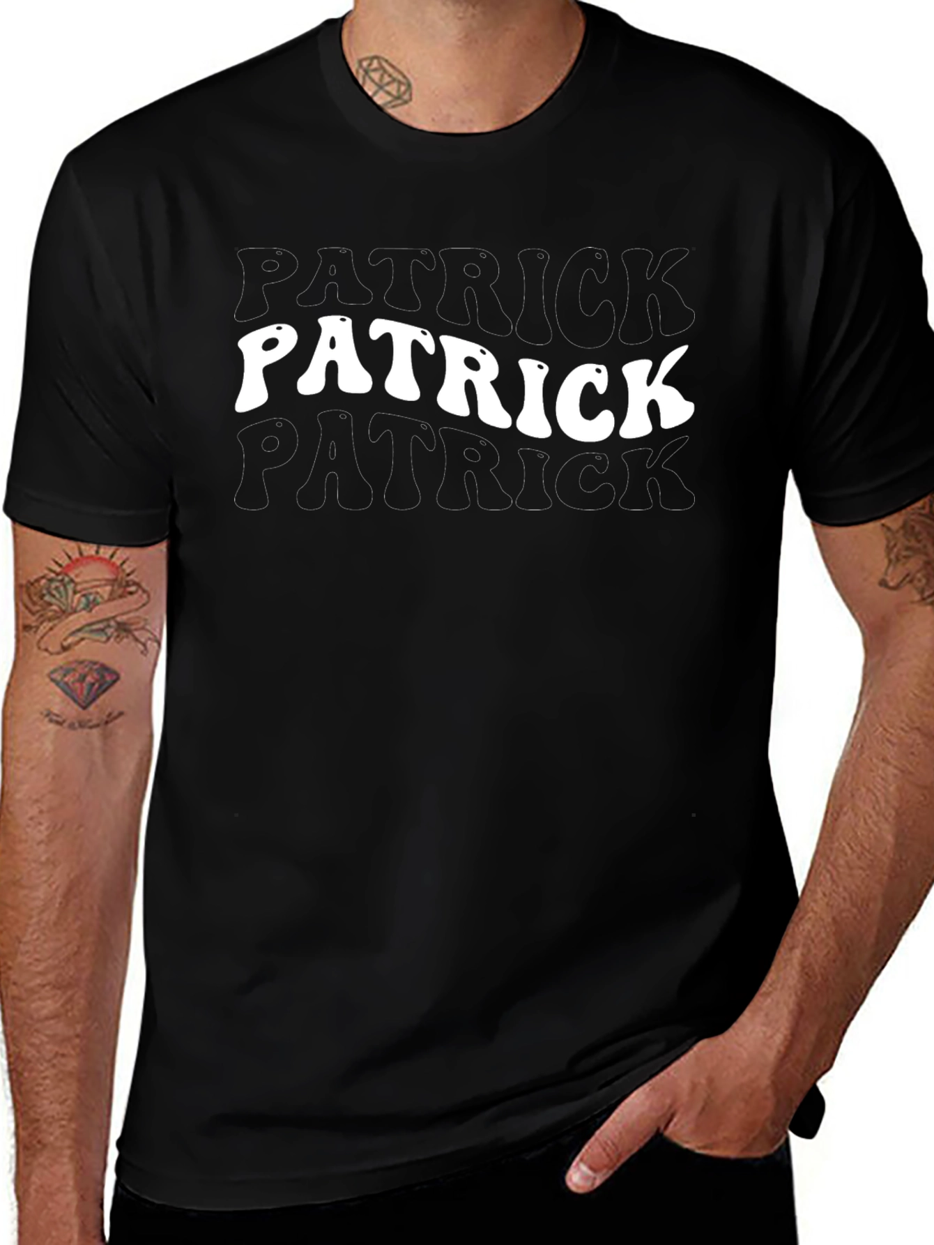 Retro Patrick T-Shirt - Black Cotton Blend