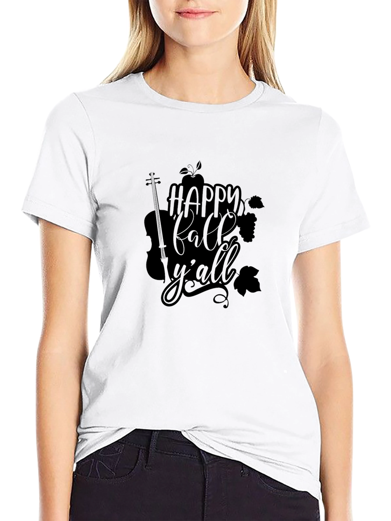 Happy Fall Yall Black T-Shirt