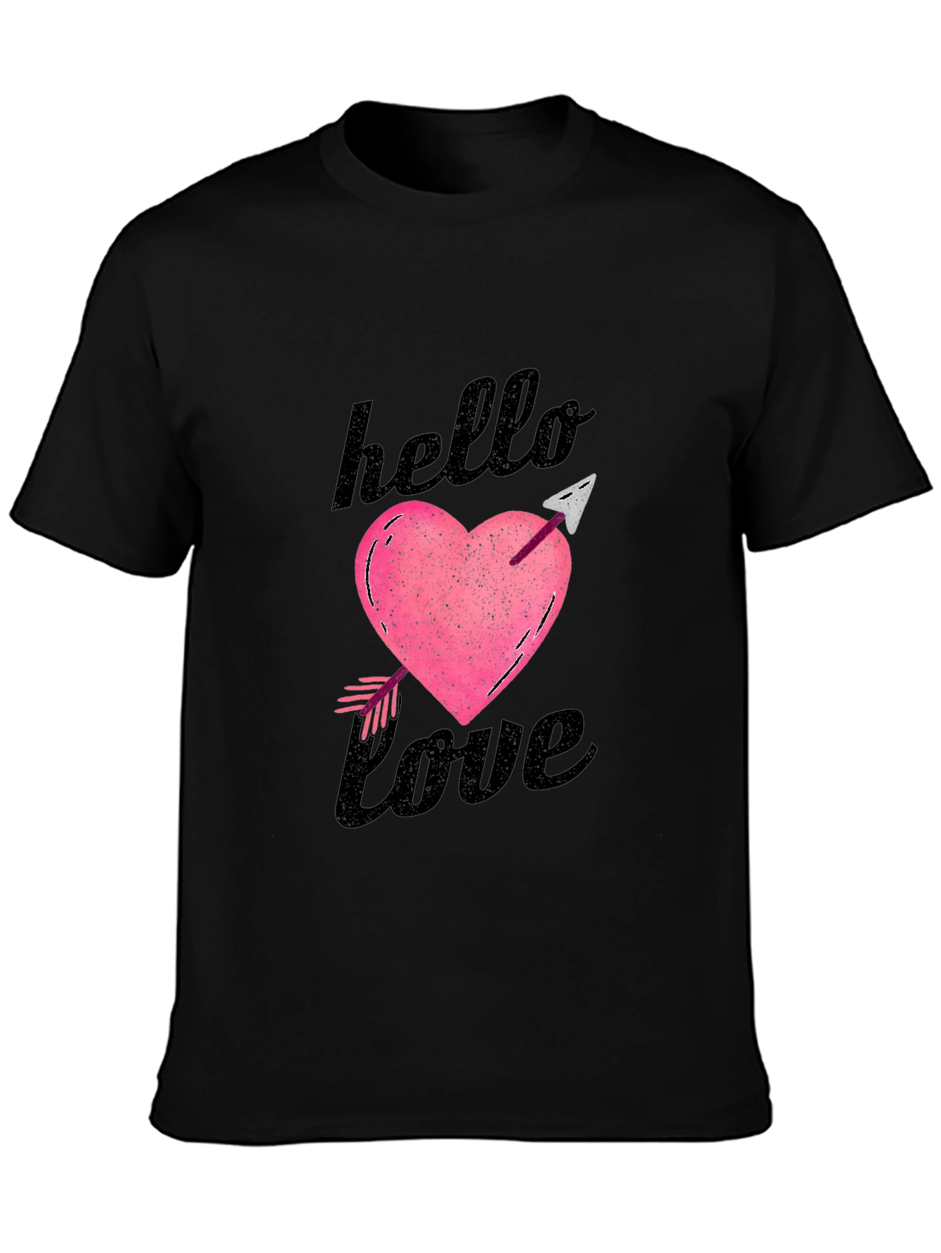 Hello Love Graphic Tee - Black Unisex T-Shirt