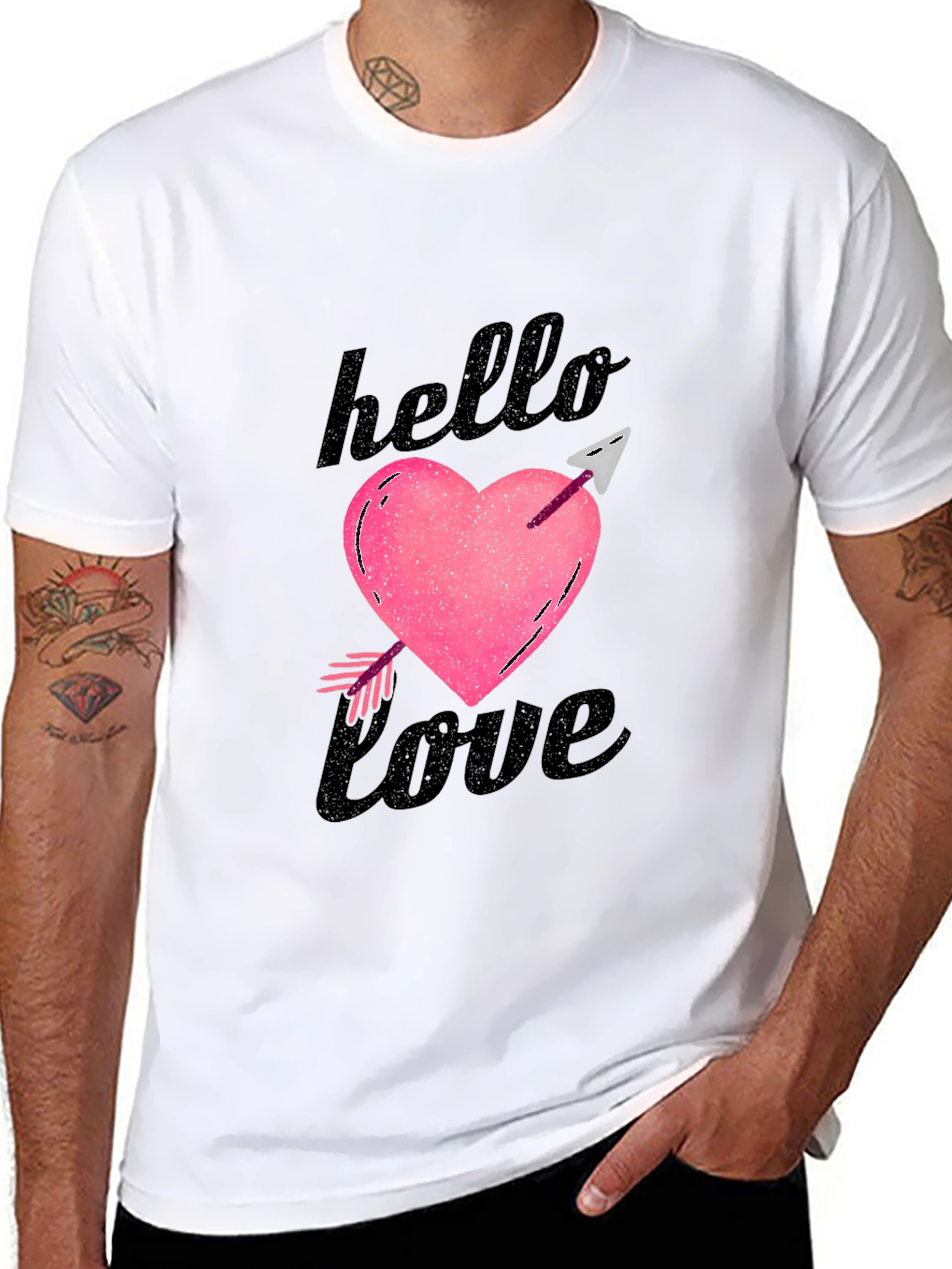 Hello Love Graphic Tee - Black Unisex T-Shirt