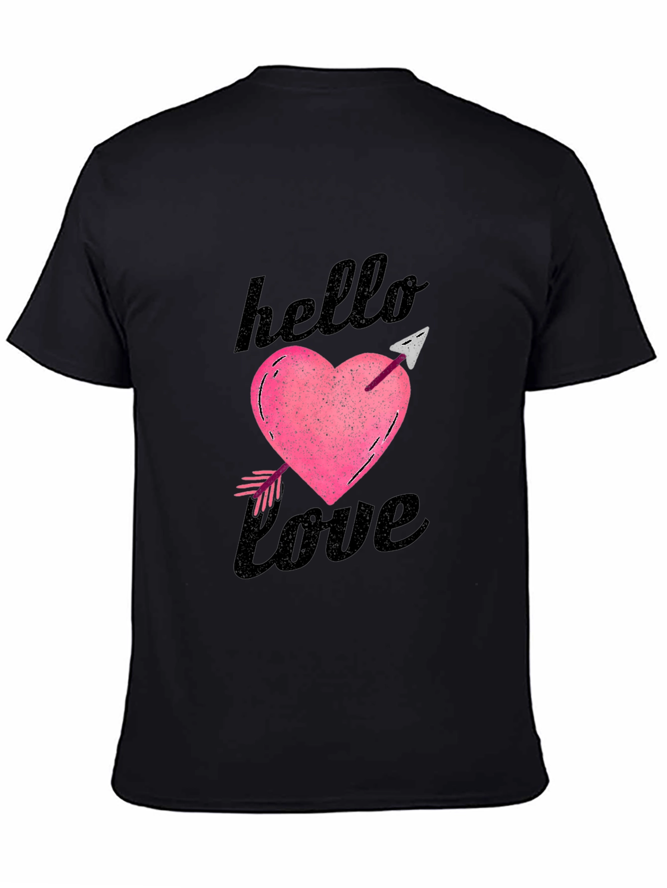 Hello Love Graphic Tee - Black Unisex T-Shirt