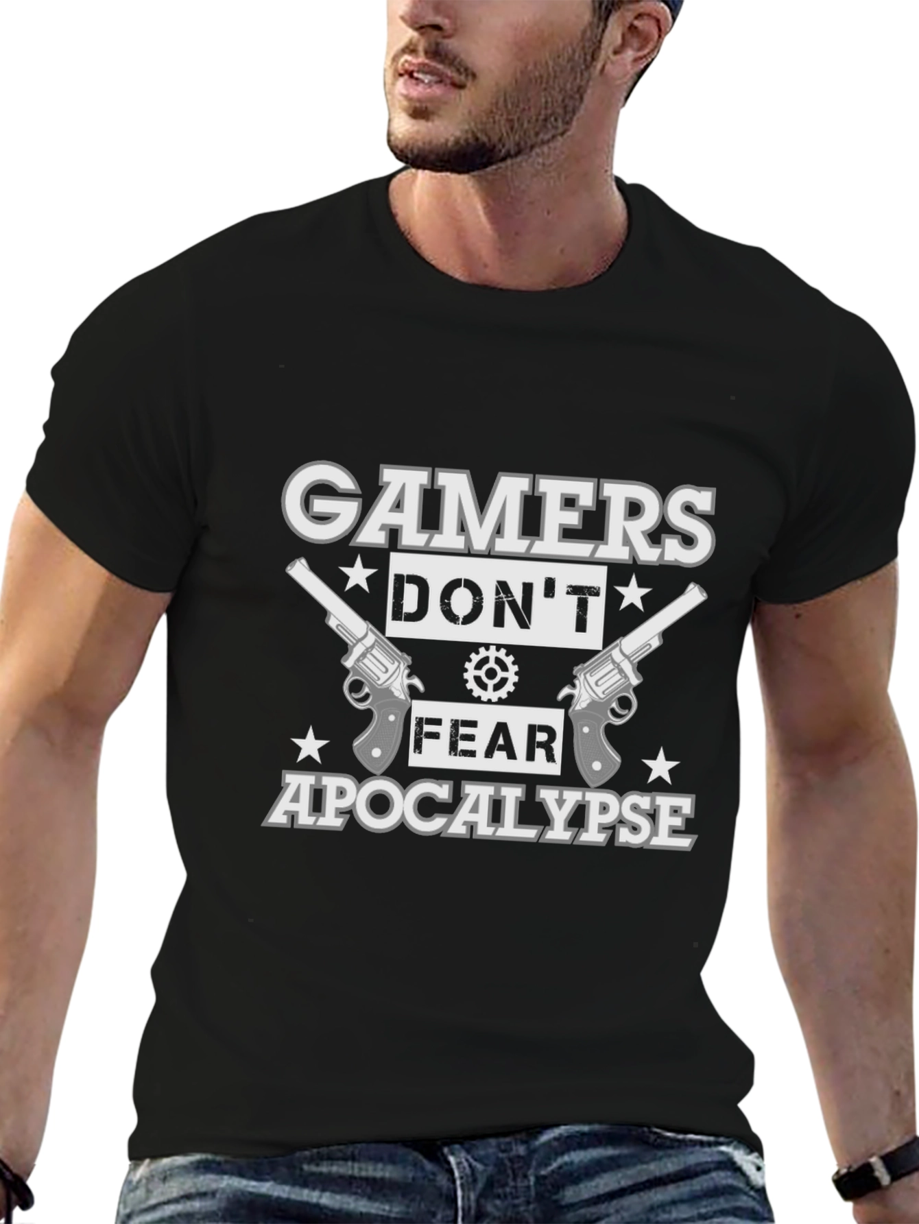 Gamers Dont Fear Apocalypse Black Cotton T-Shirt