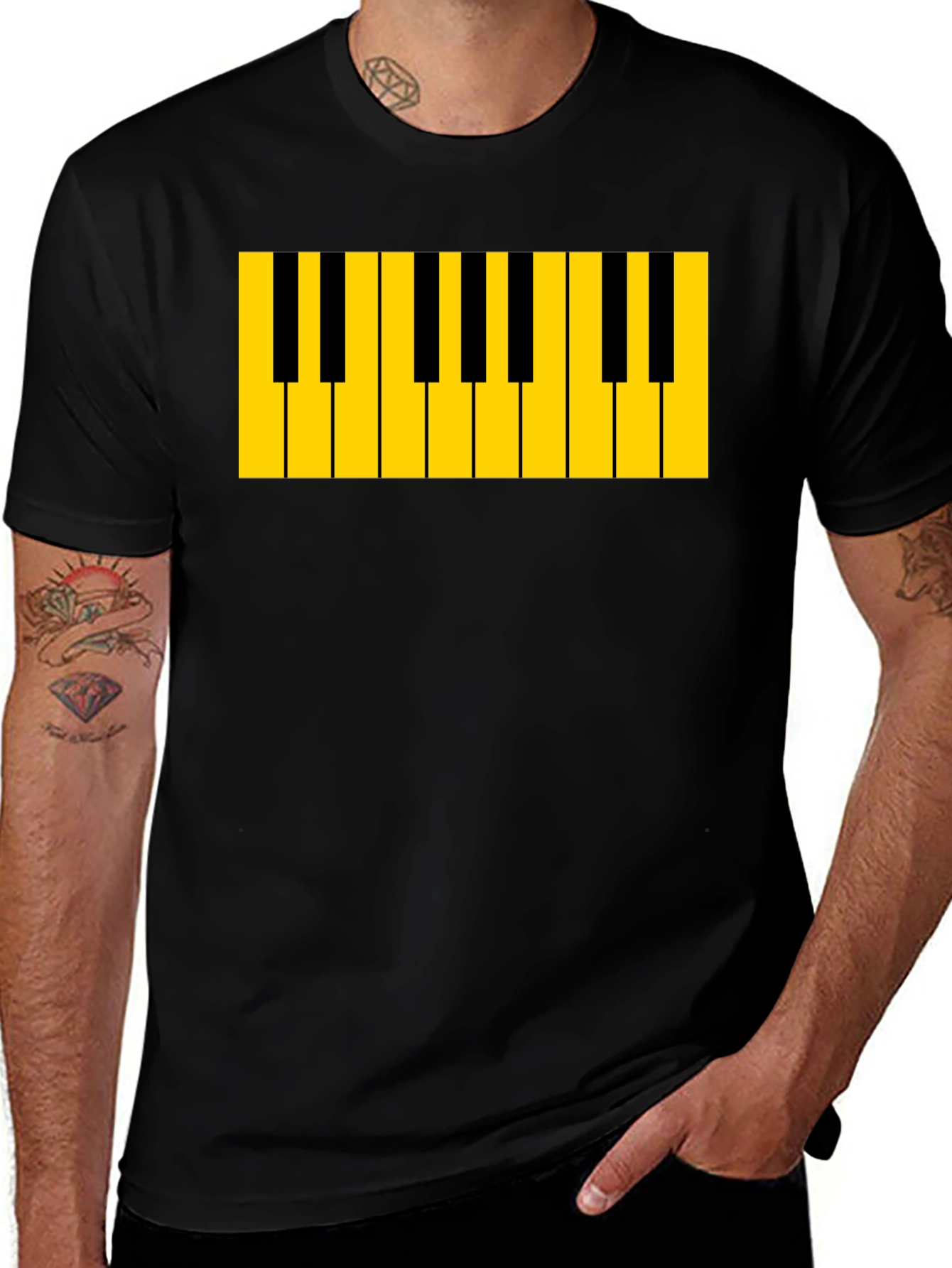 Piano Keys Graphic Tee - Musicians Black T-Shirt