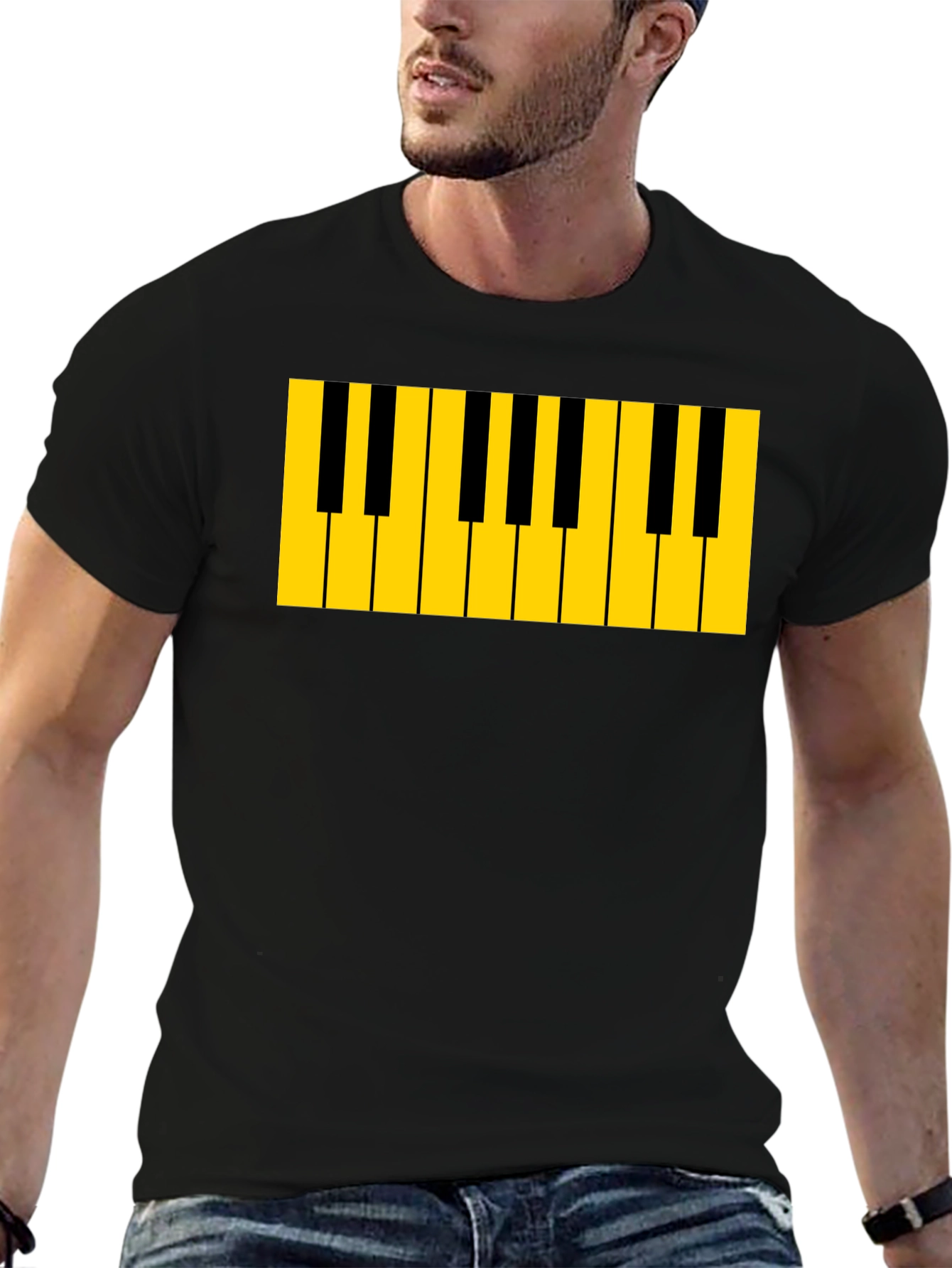 Piano Keys Graphic Tee - Musicians Black T-Shirt