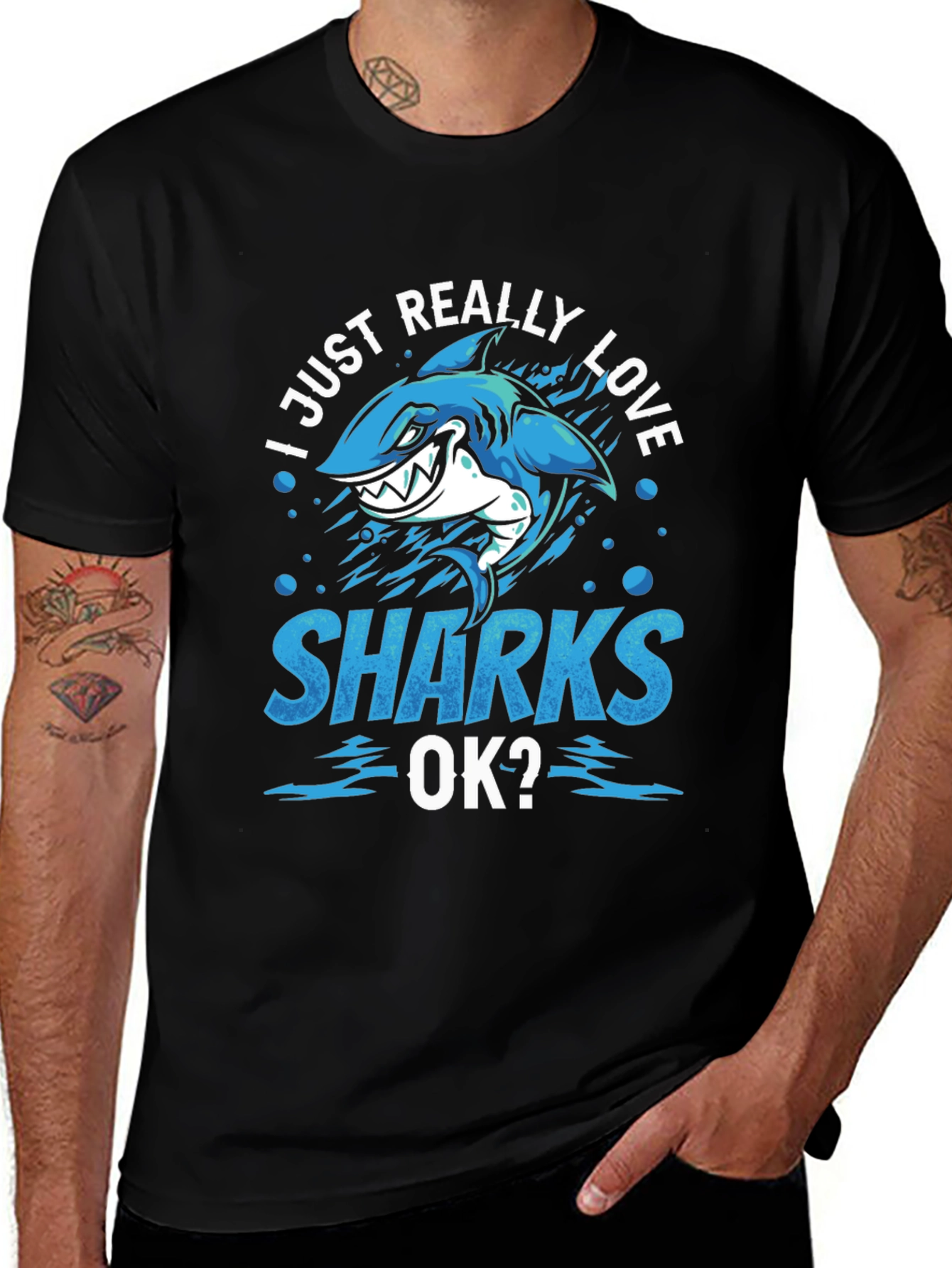 I Just Really Love Sharks T-Shirt Blue Design