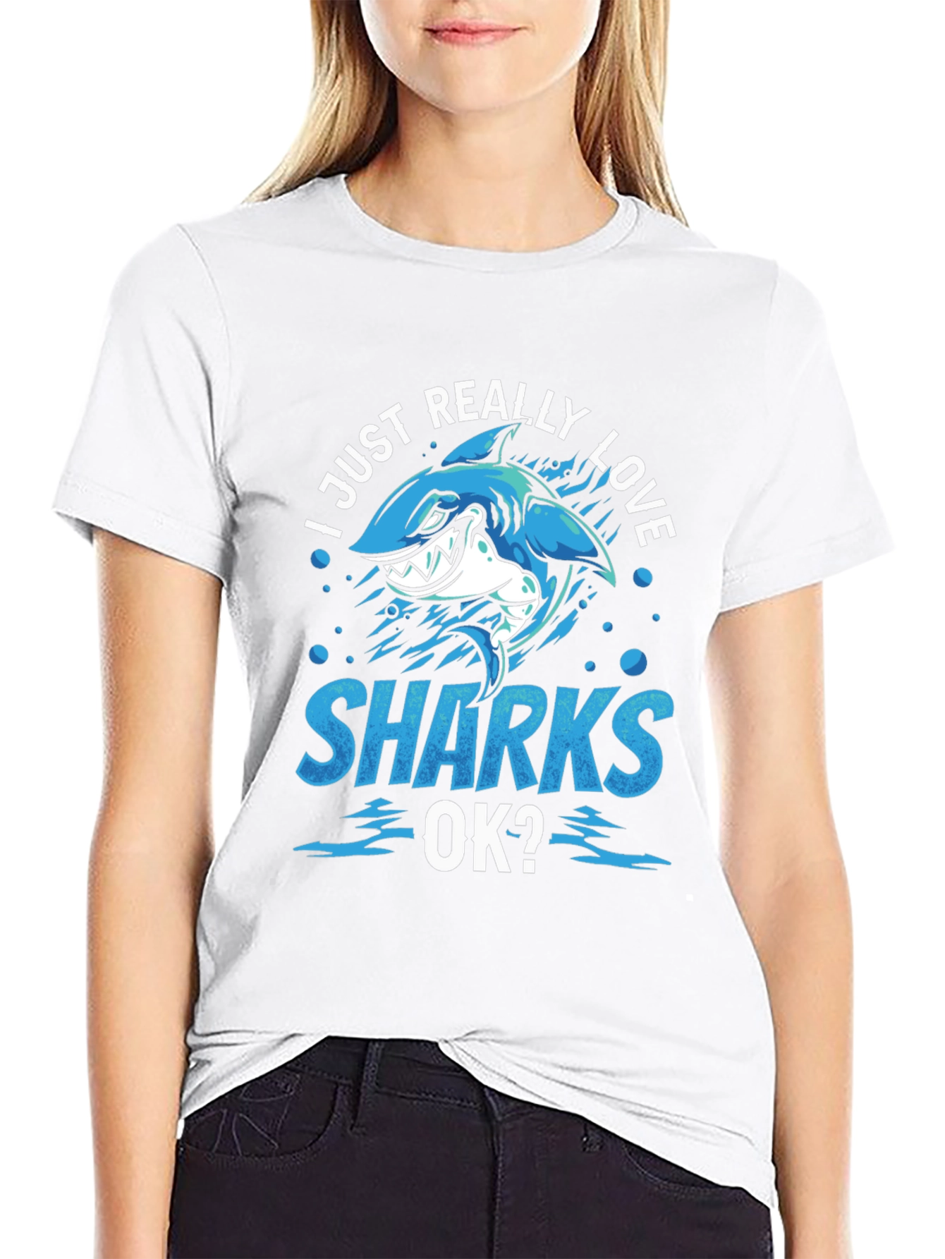 I Just Really Love Sharks T-Shirt Blue Design