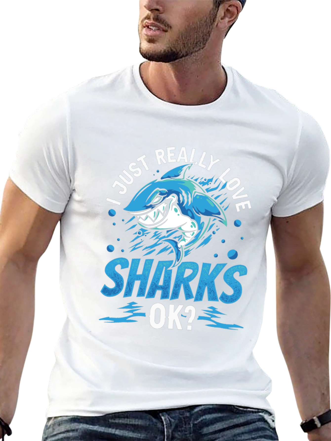 I Just Really Love Sharks T-Shirt Blue Design