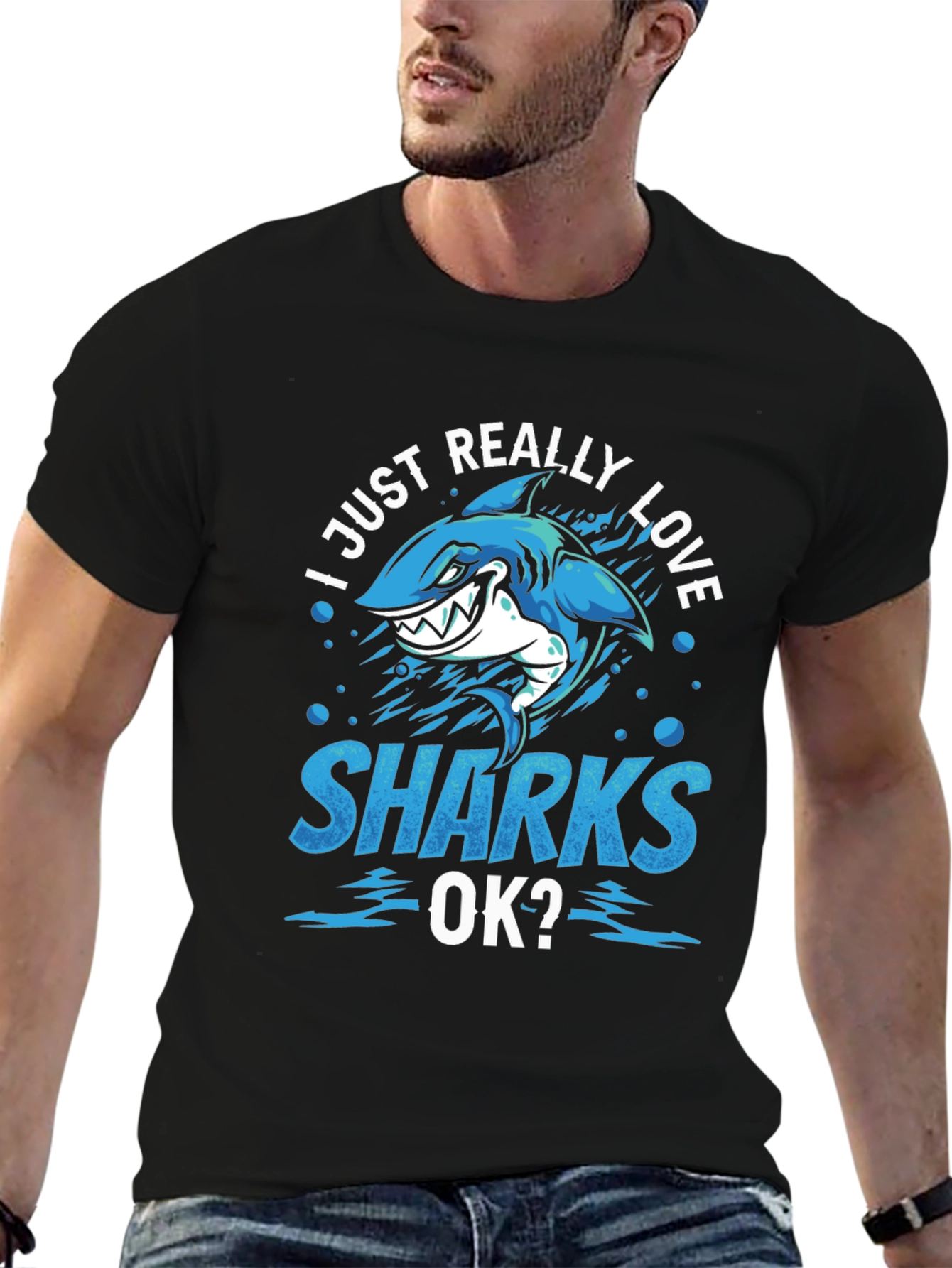I Just Really Love Sharks T-Shirt Blue Design
