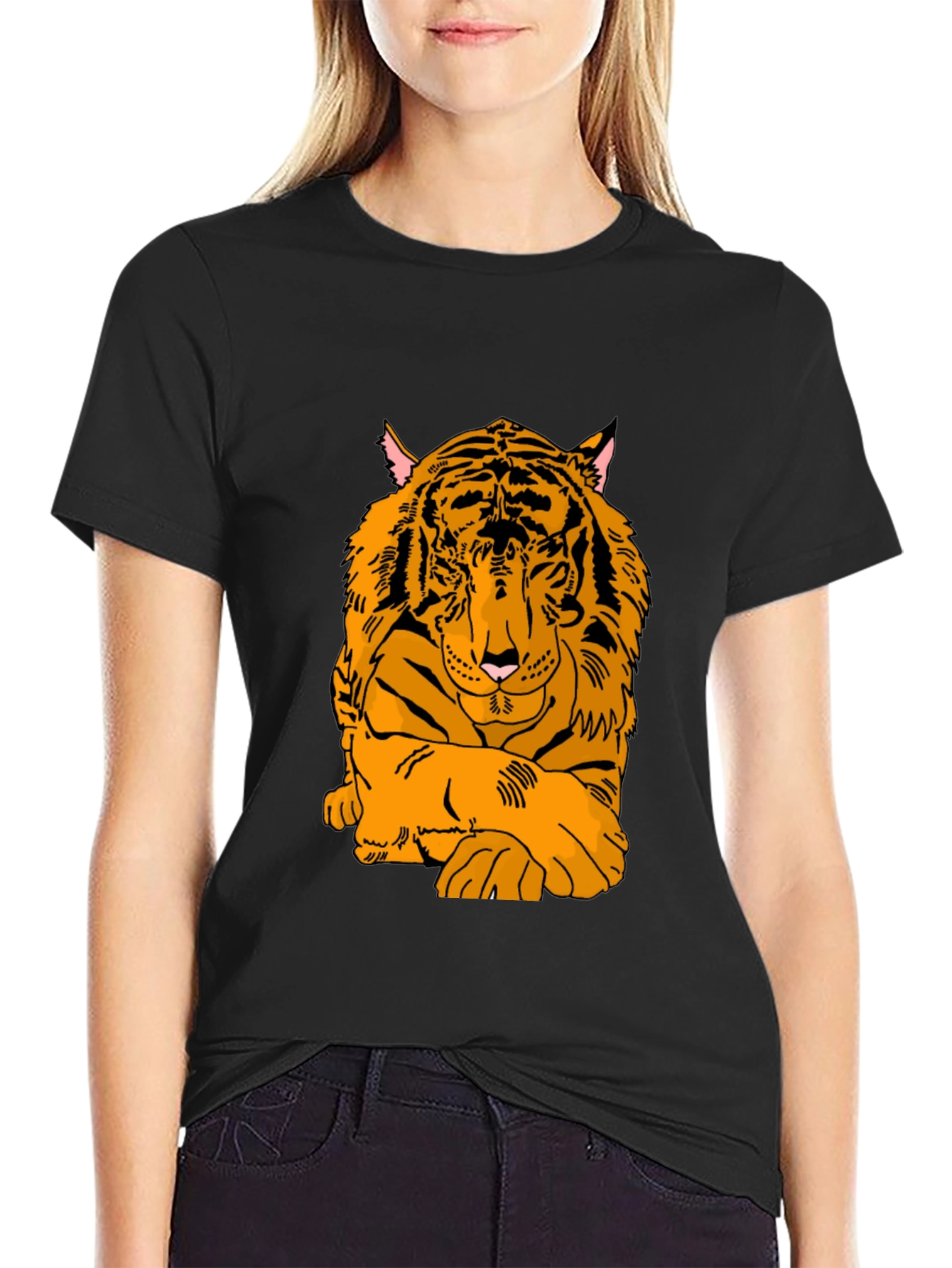 Tiger Graphic Print Black T-Shirt
