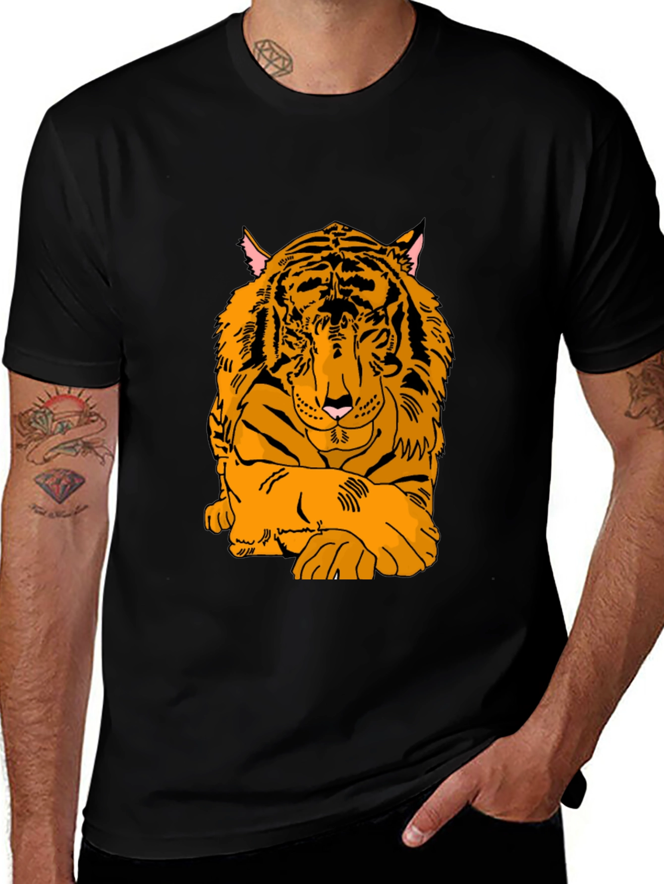 Tiger Graphic Print Black T-Shirt