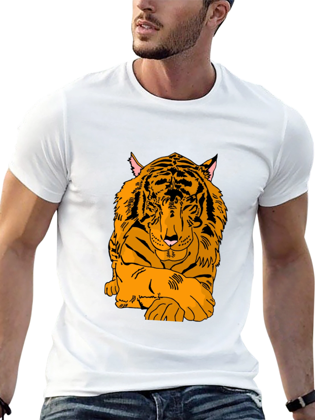 Tiger Graphic Print Black T-Shirt