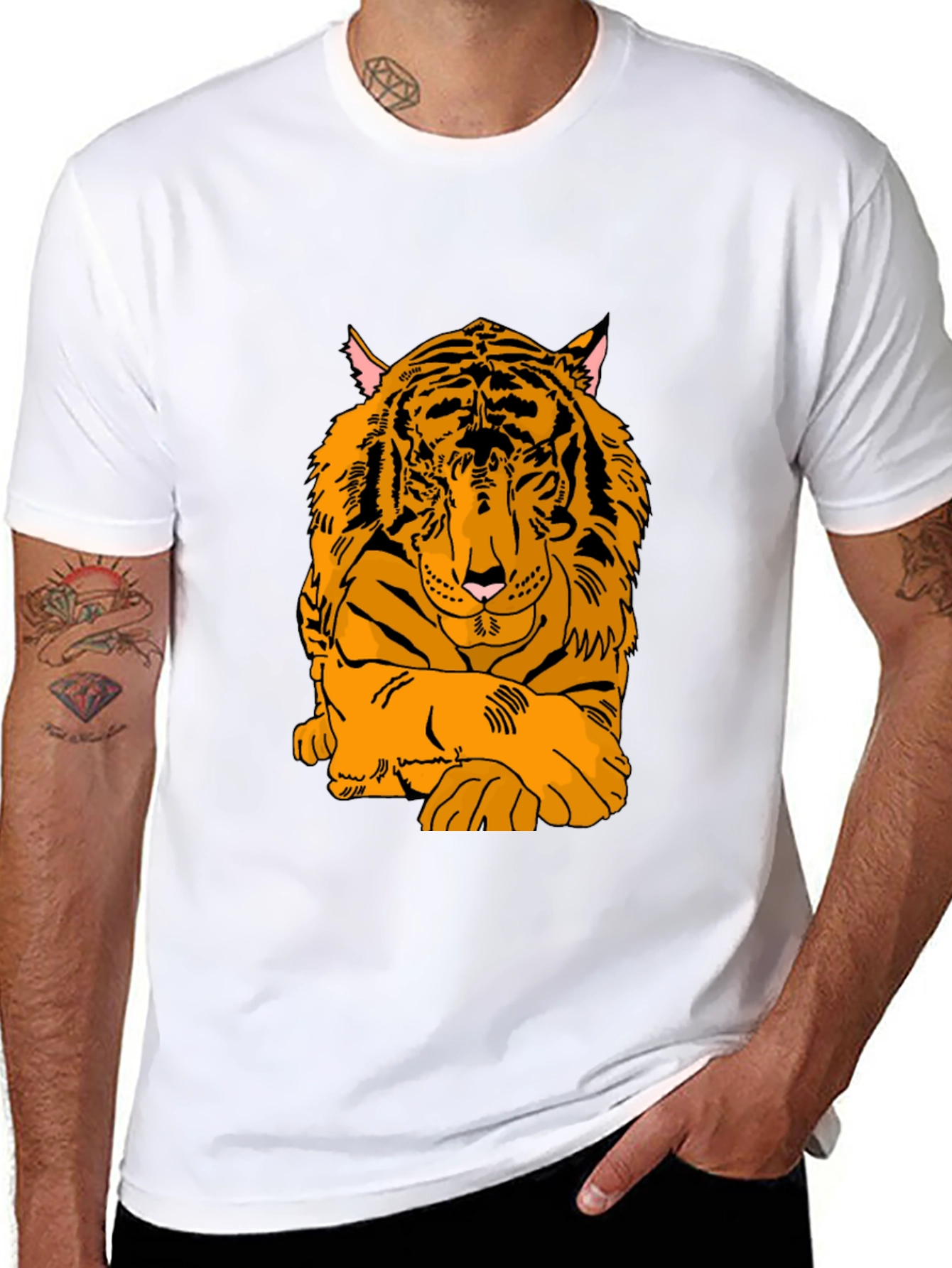 Tiger Graphic Print Black T-Shirt