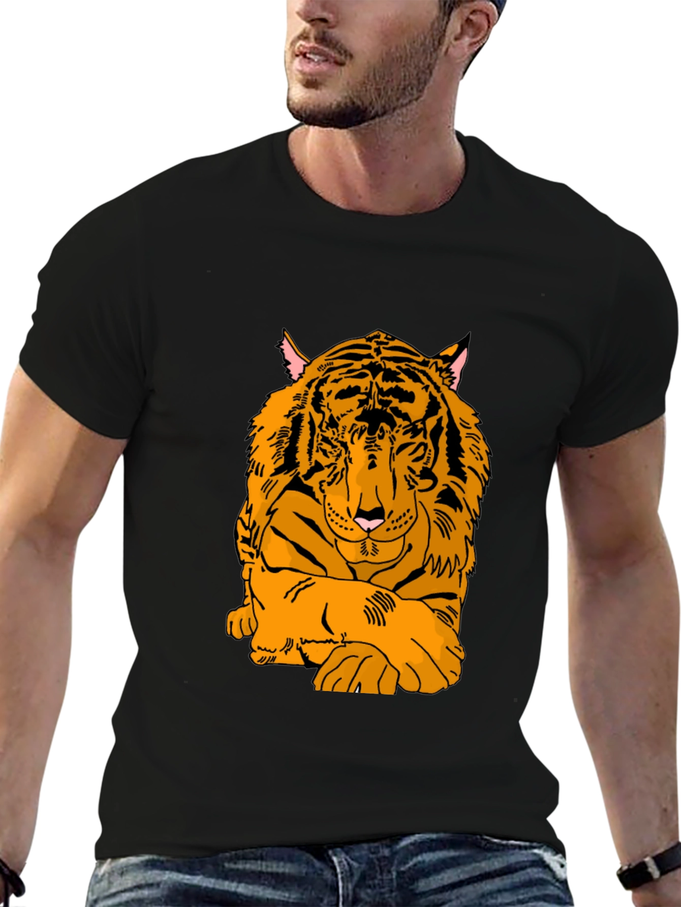 Tiger Graphic Print Black T-Shirt