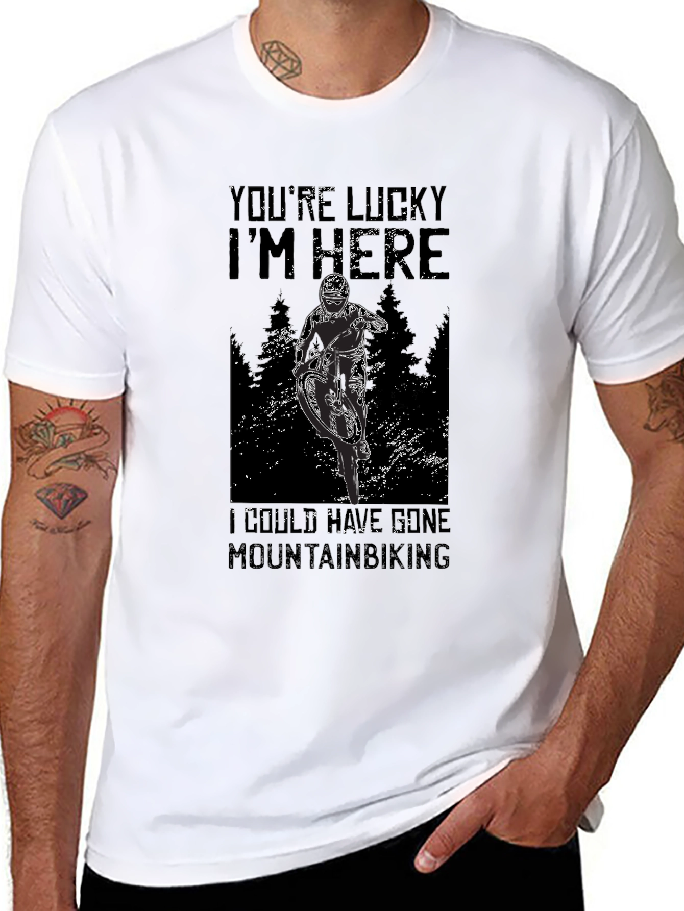 Mountain Biking Graphic Tee - Youre Lucky Im Here