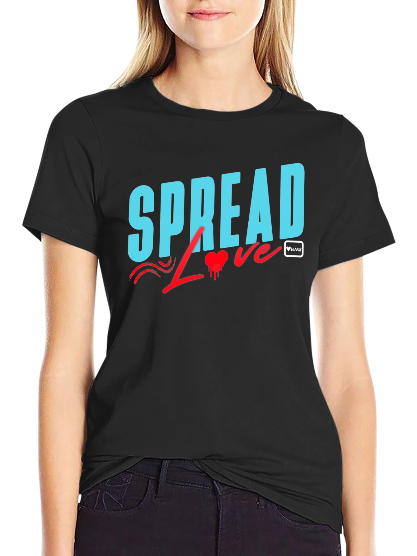Spread Love Graphic Tee - Black Cotton Casual T-Shirt