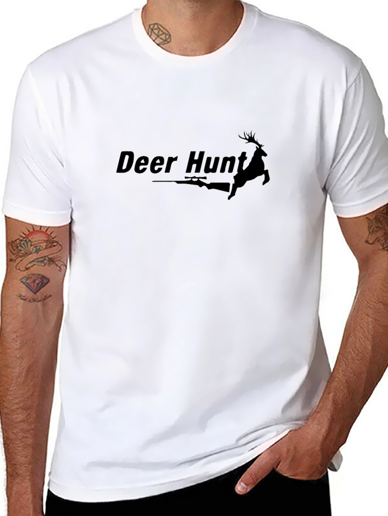 Deer Hunt Graphic Tee - Black Short Sleeve