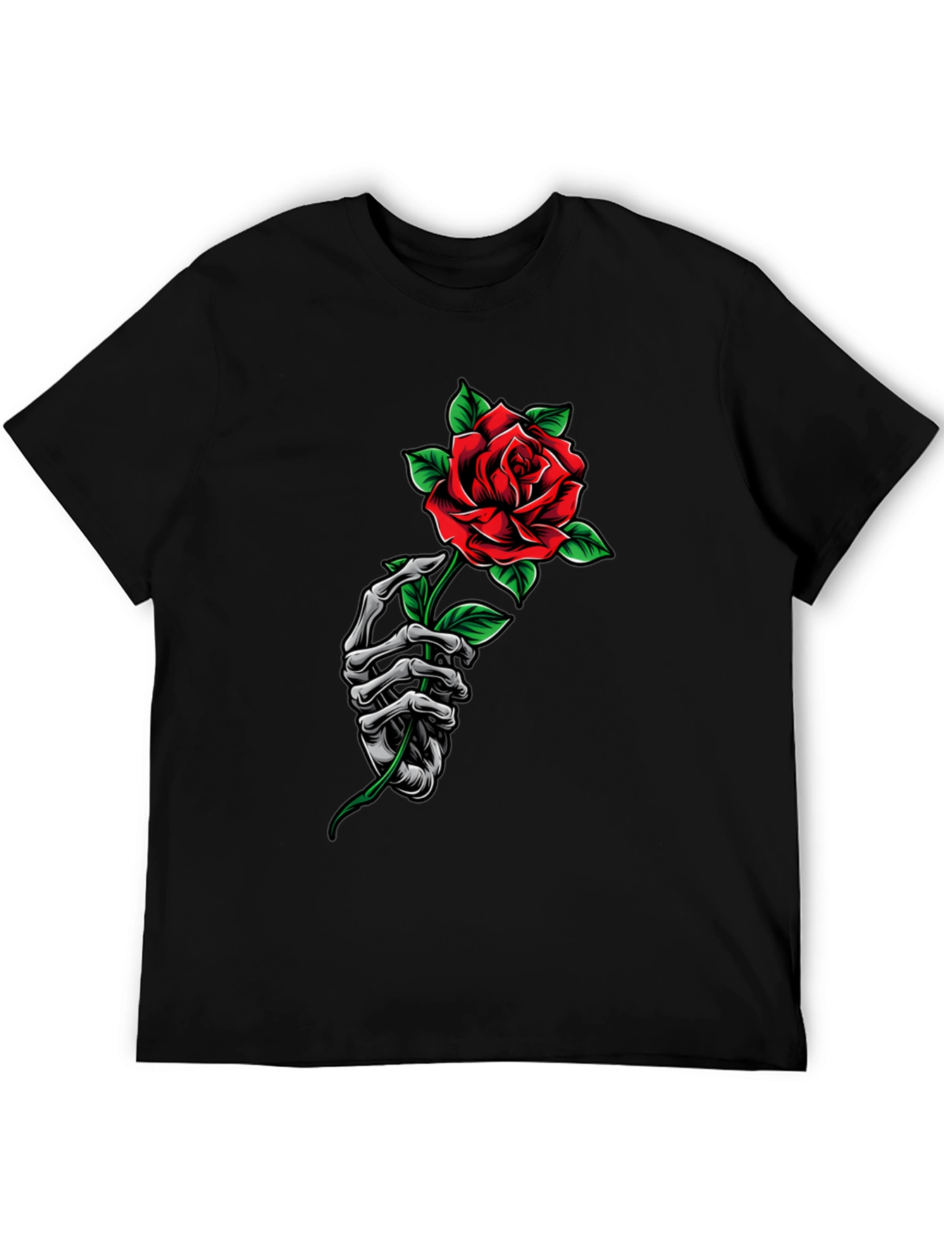 Skeleton Hand Rose Graphic T-Shirt
