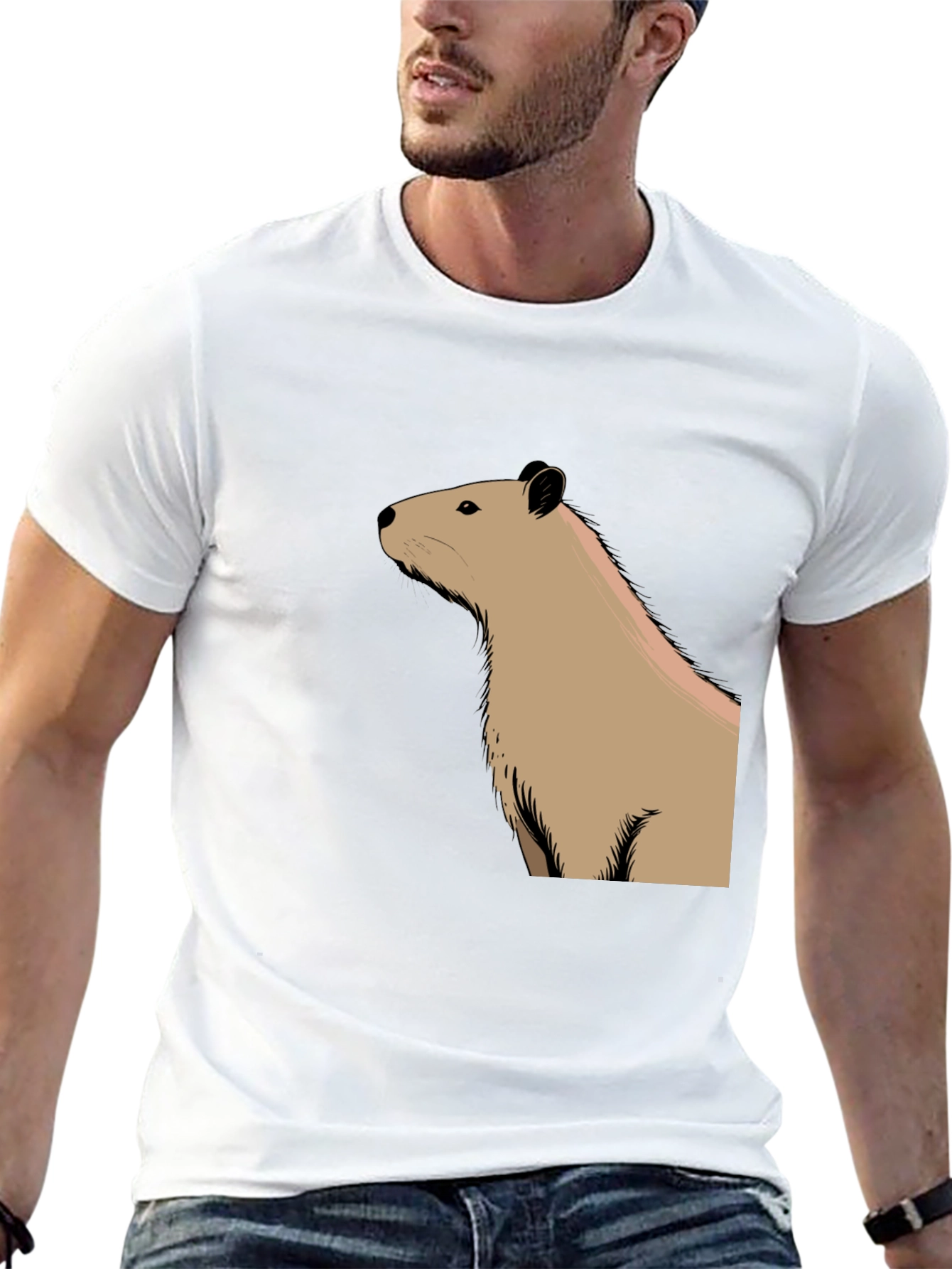 Capybara Graphic Tee - Black Cotton T-Shirt