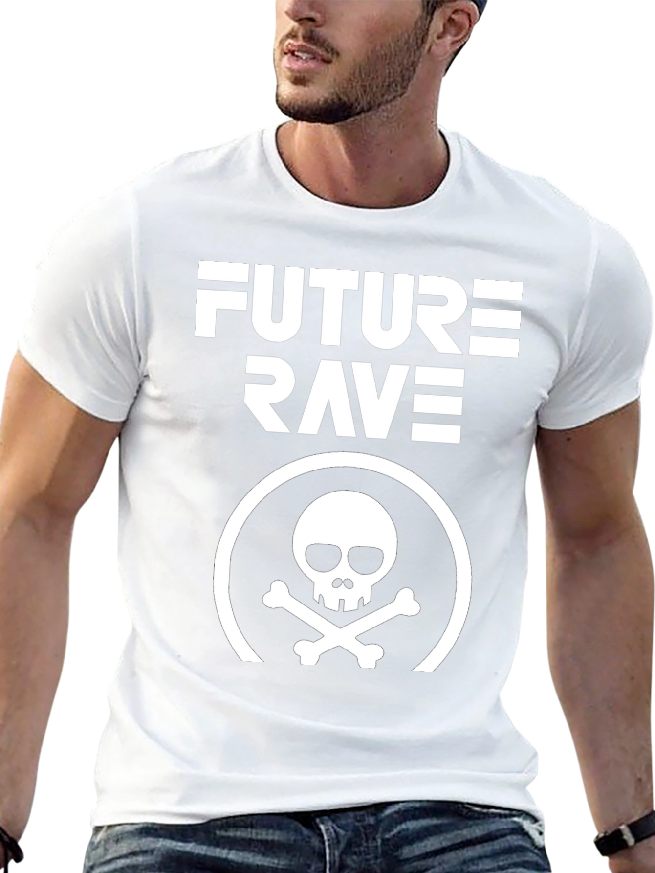 Future Rave Skull Graphic T-Shirt - Black