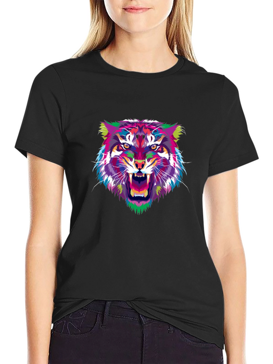 Abstract Tiger Graphic Black T-Shirt