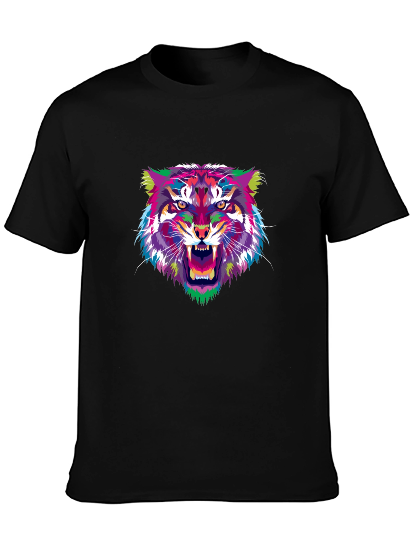 Abstract Tiger Graphic Black T-Shirt