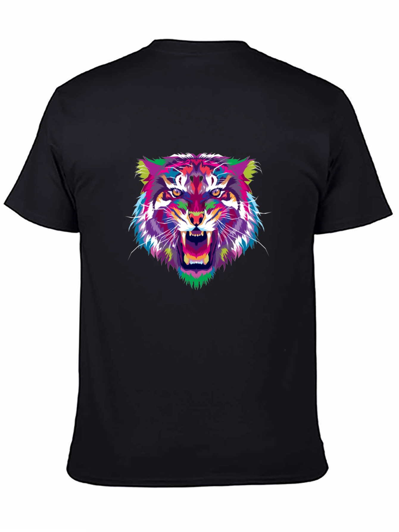 Abstract Tiger Graphic Black T-Shirt