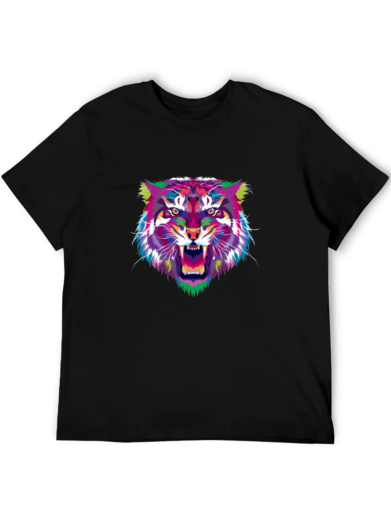 Abstract Tiger Graphic Black T-Shirt