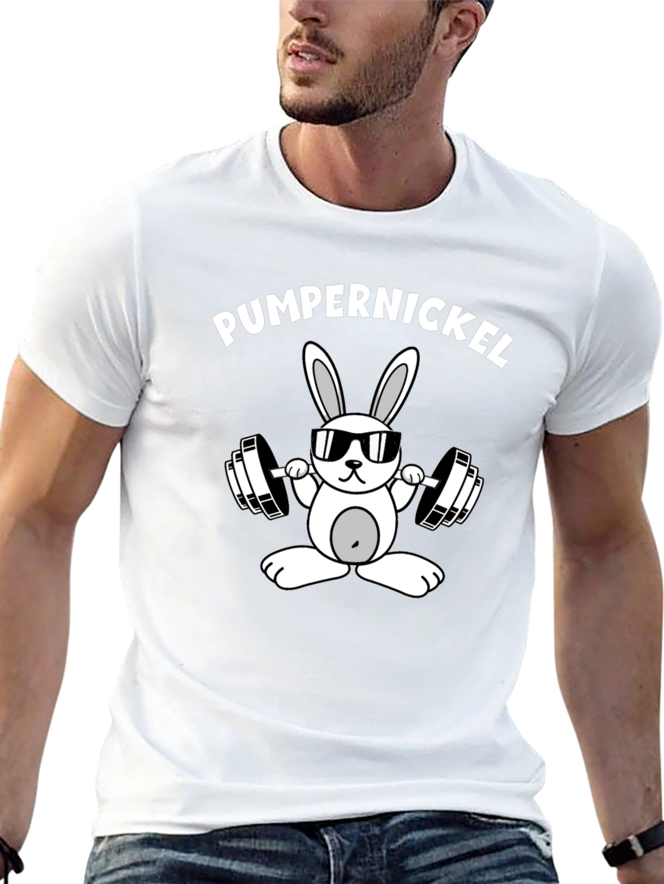 Pumpernickel Bunny Gym Black T-Shirt