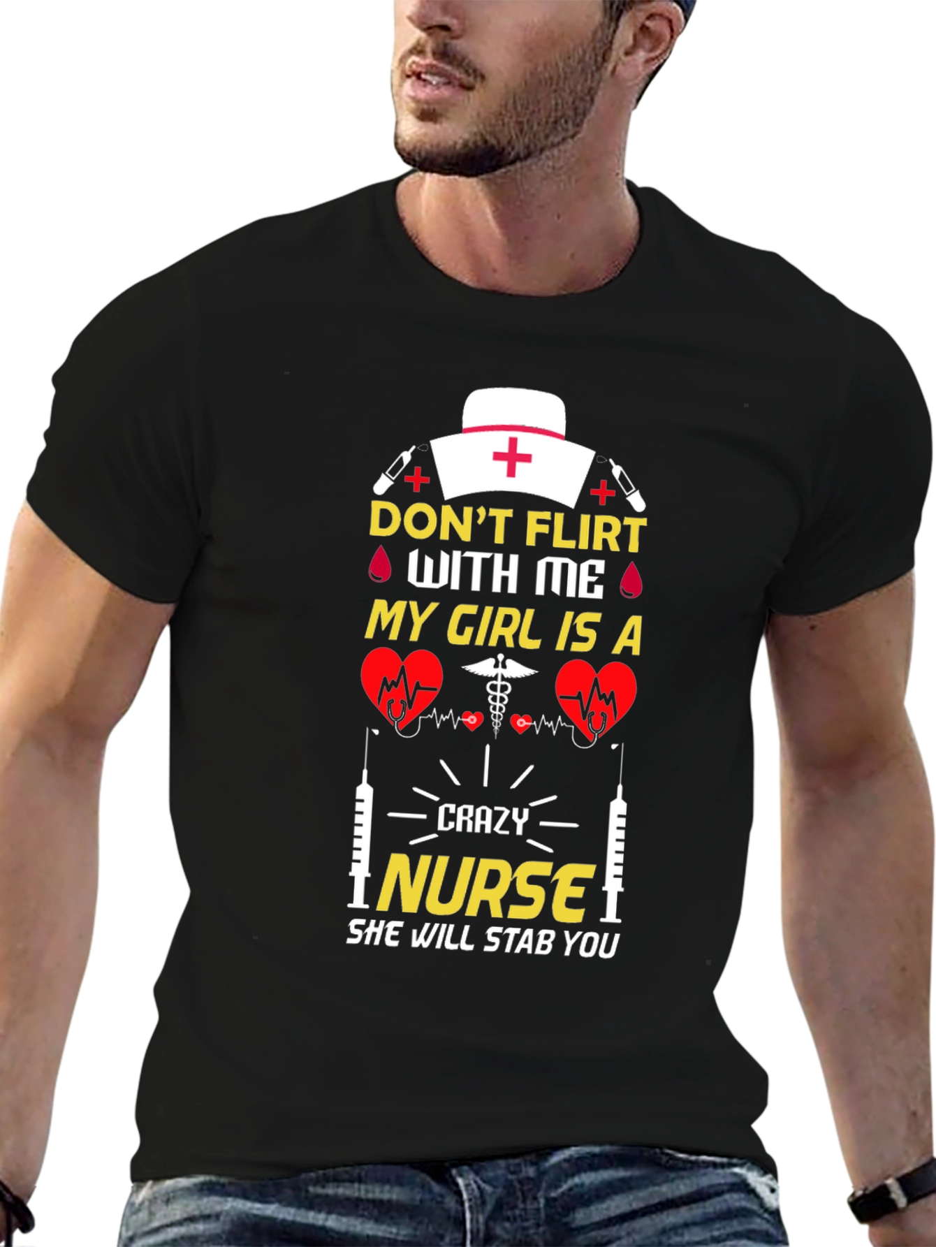 Crazy Nurse Graphic T-Shirt Novelty Gift