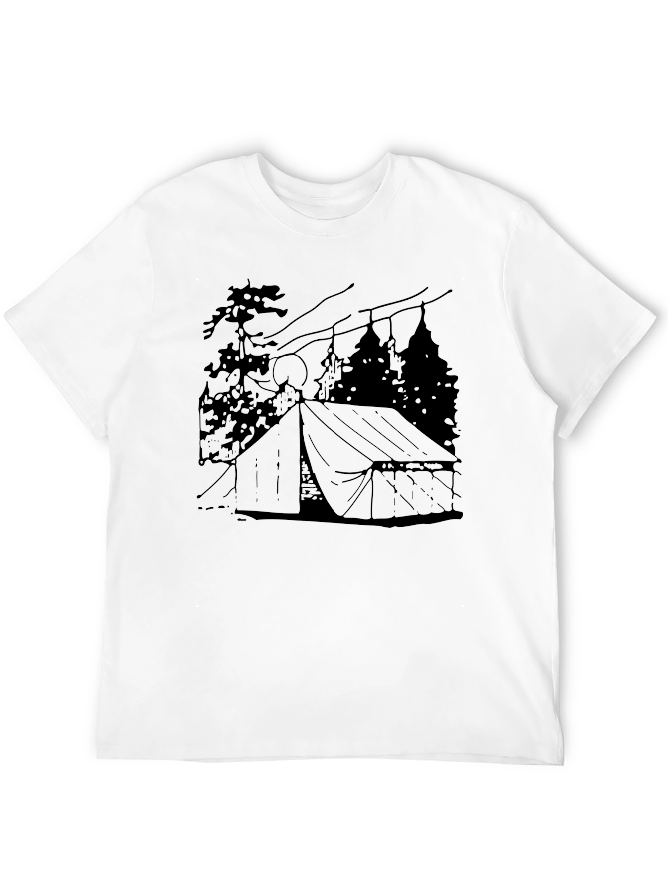 Camping Tent Graphic Tee - Black Cotton