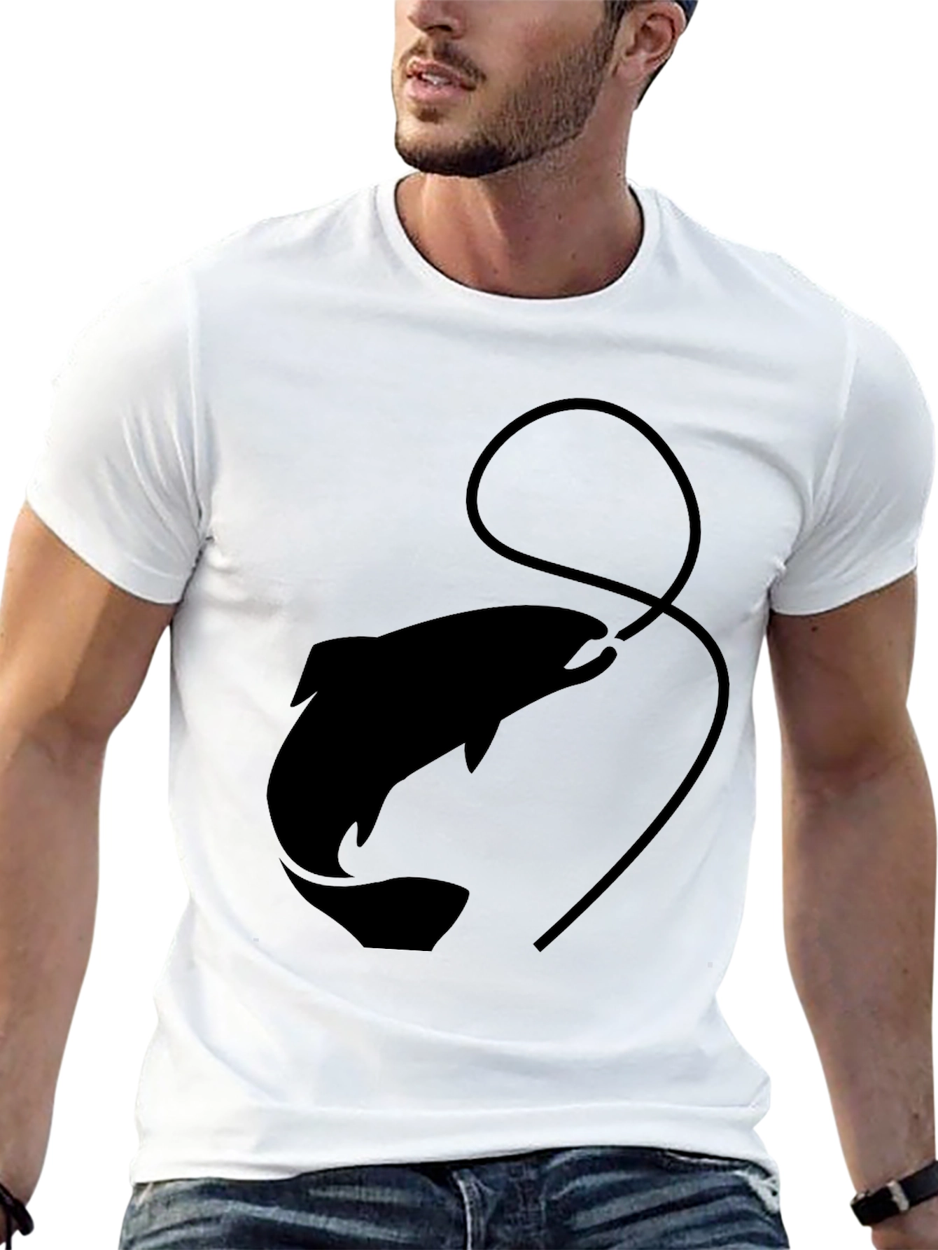Mens Black Fish Graphic Tee - Fishing Enthusiast Style
