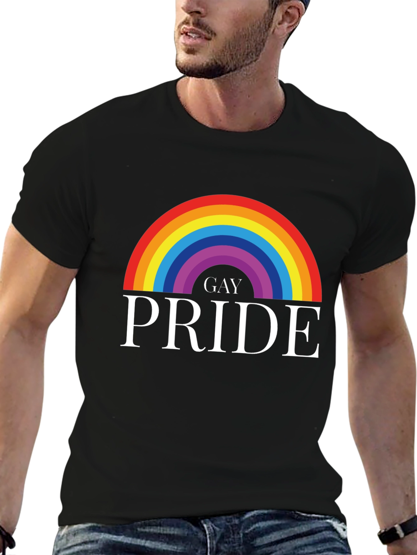Gay Pride Rainbow Graphic Tee - Black