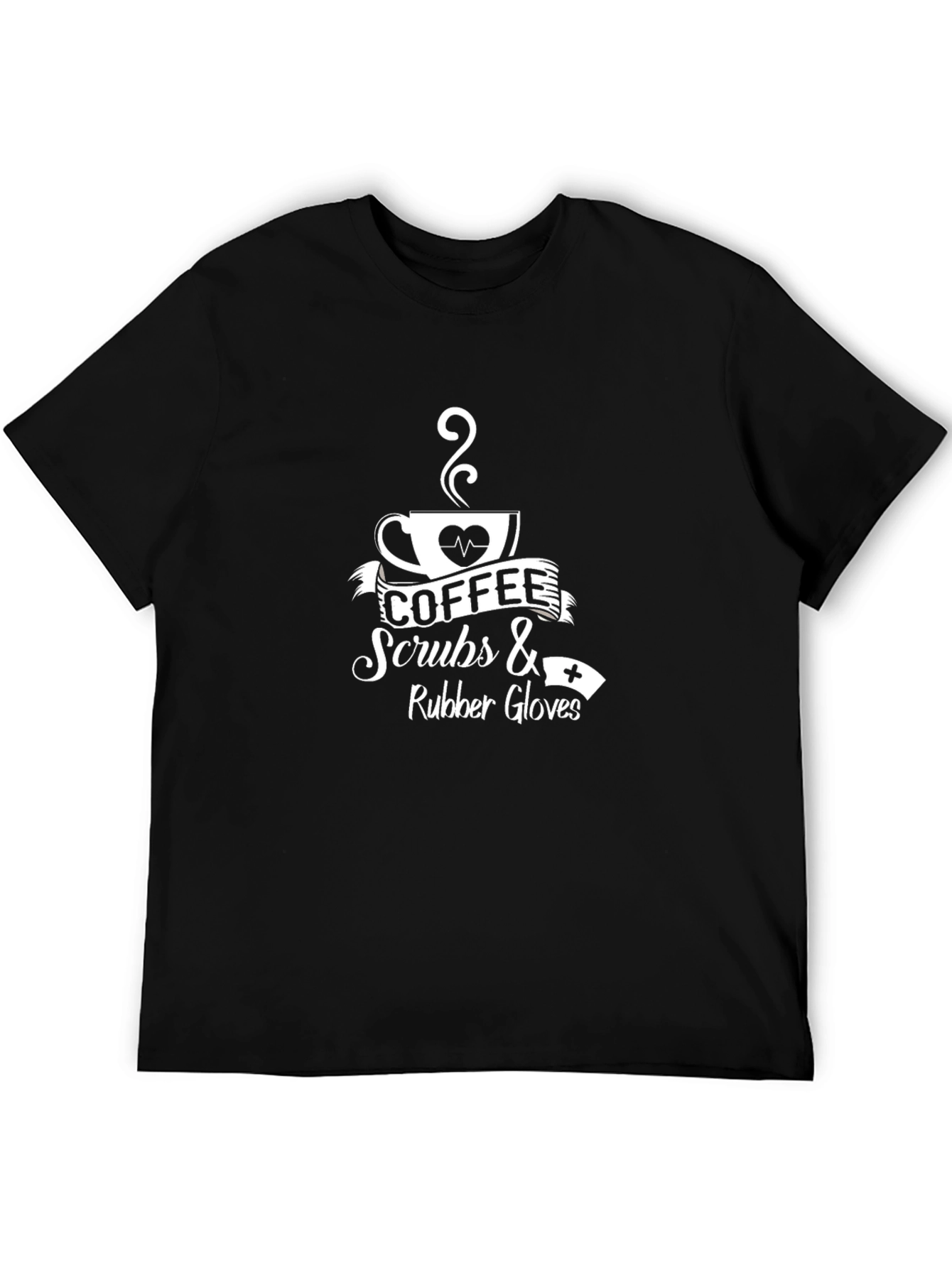 Coffee Scrubs Rubber Gloves Black T-Shirt