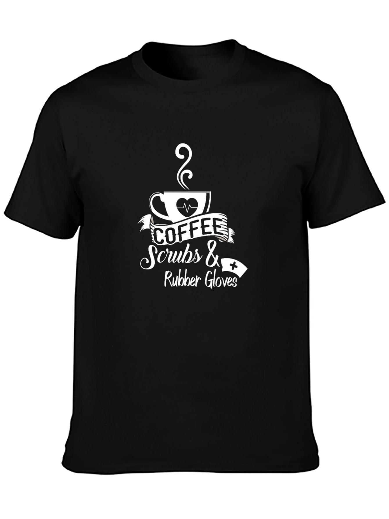 Coffee Scrubs Rubber Gloves Black T-Shirt
