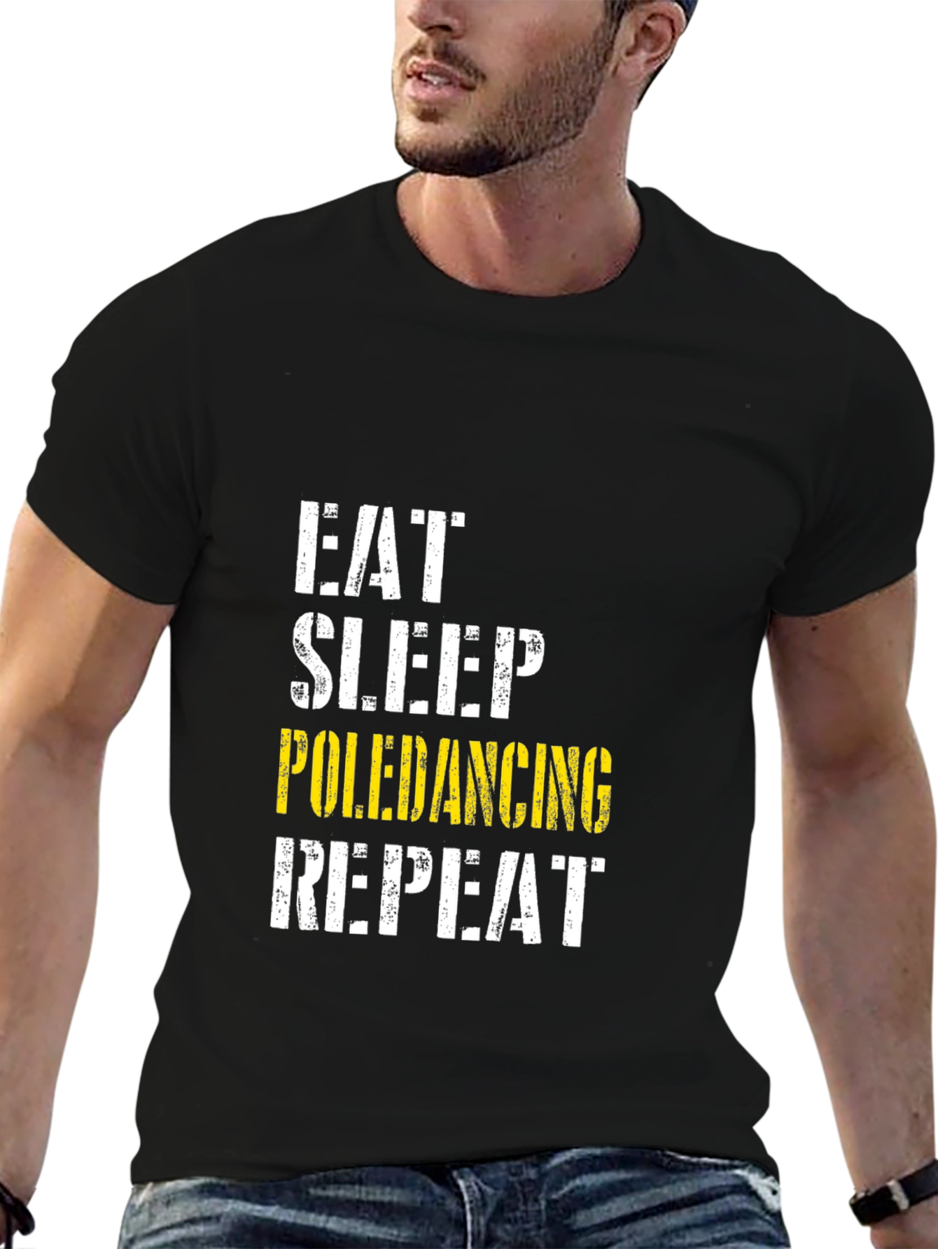Eat Sleep Pole Dancing Repeat Black Graphic T-Shirt
