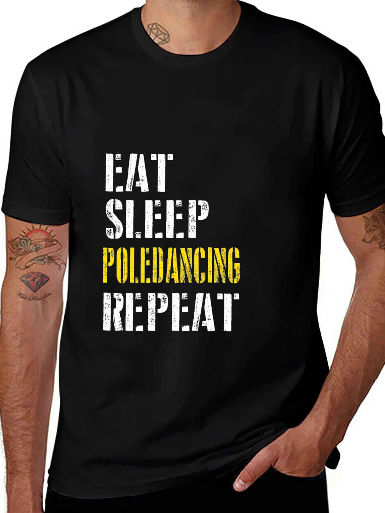 Eat Sleep Pole Dancing Repeat Black Graphic T-Shirt