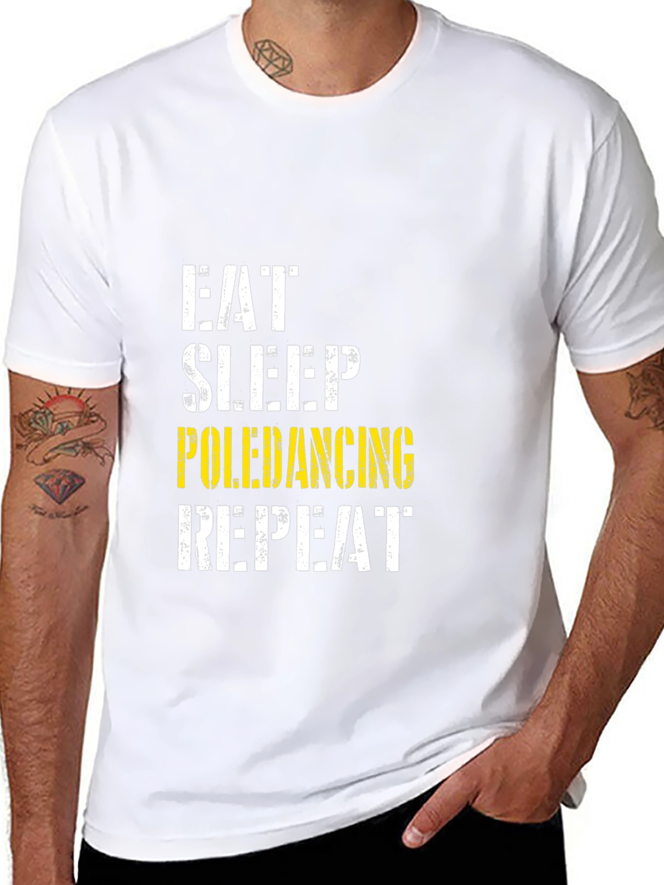 Eat Sleep Pole Dancing Repeat Black Graphic T-Shirt