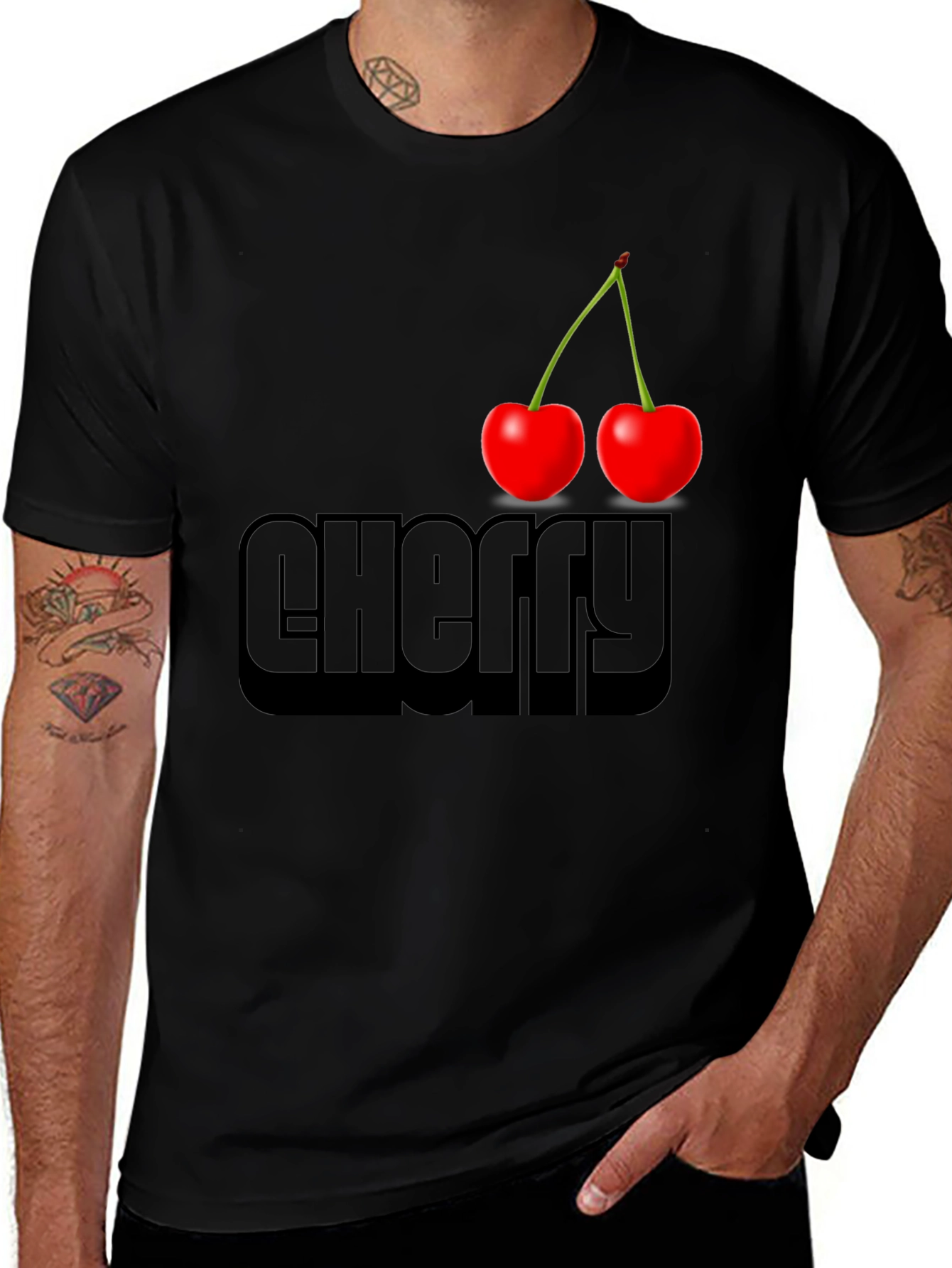 Cherry Graphic Black T-Shirt