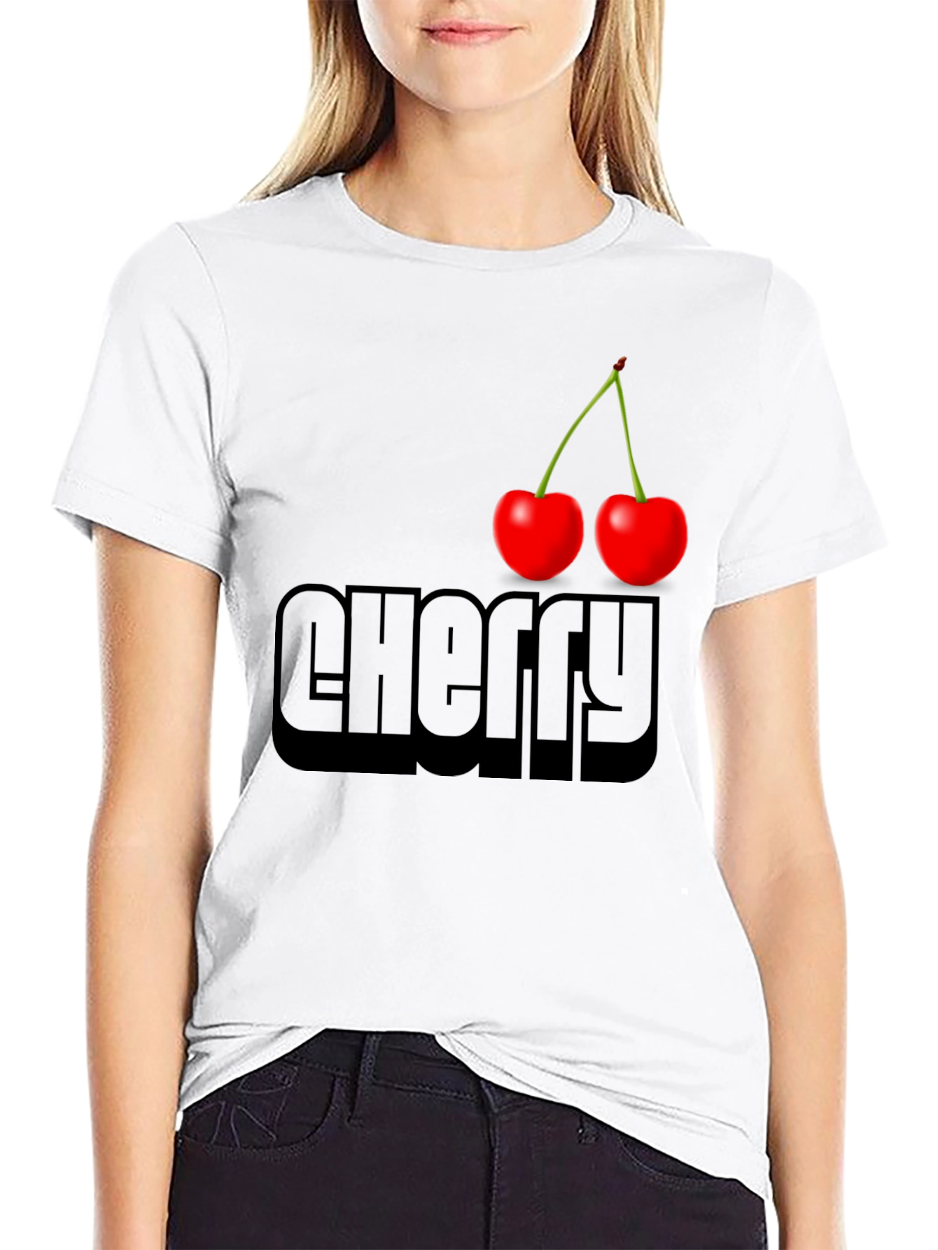 Cherry Graphic Black T-Shirt