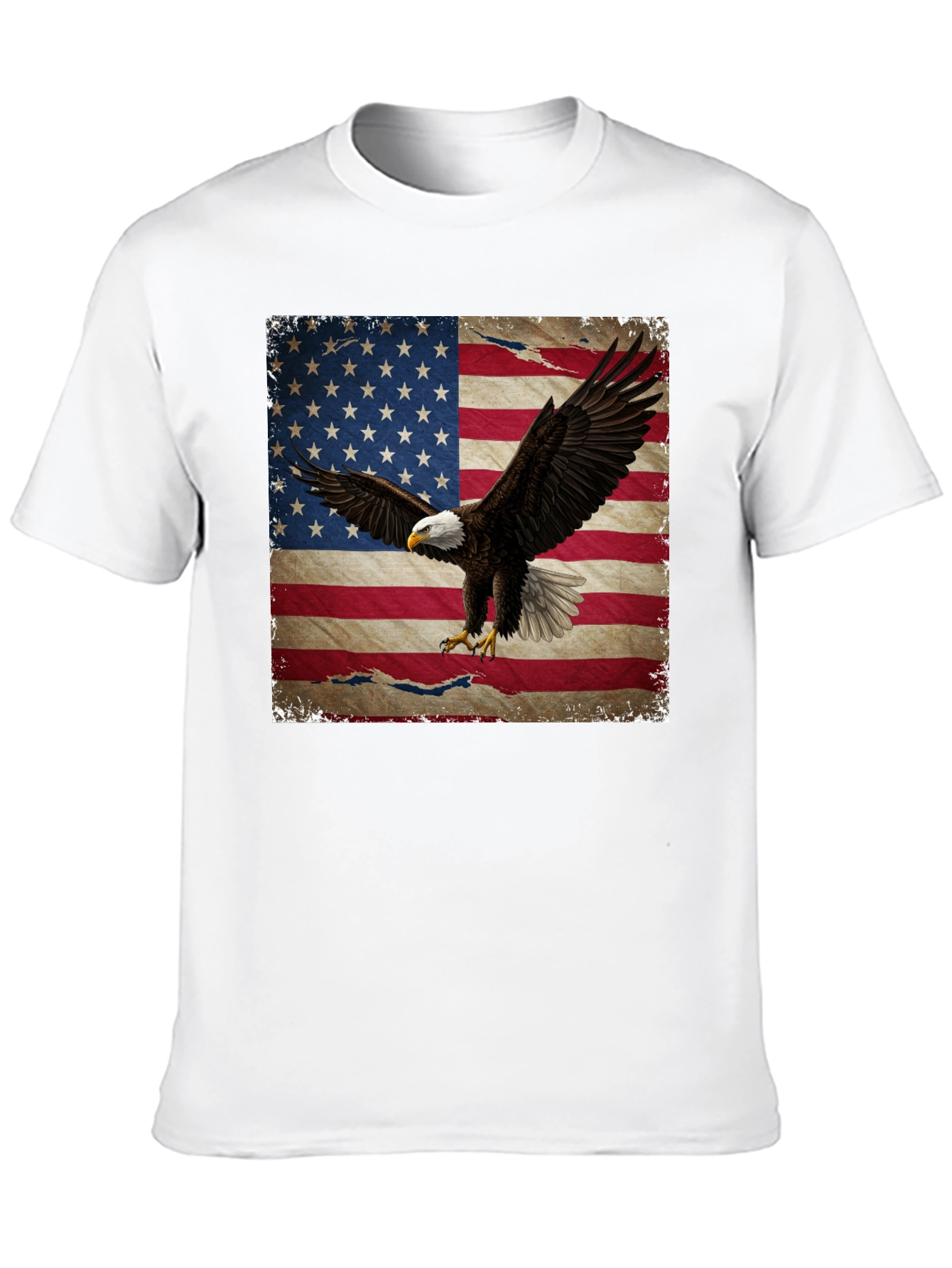American Flag Eagle Graphic Print Black T-Shirt