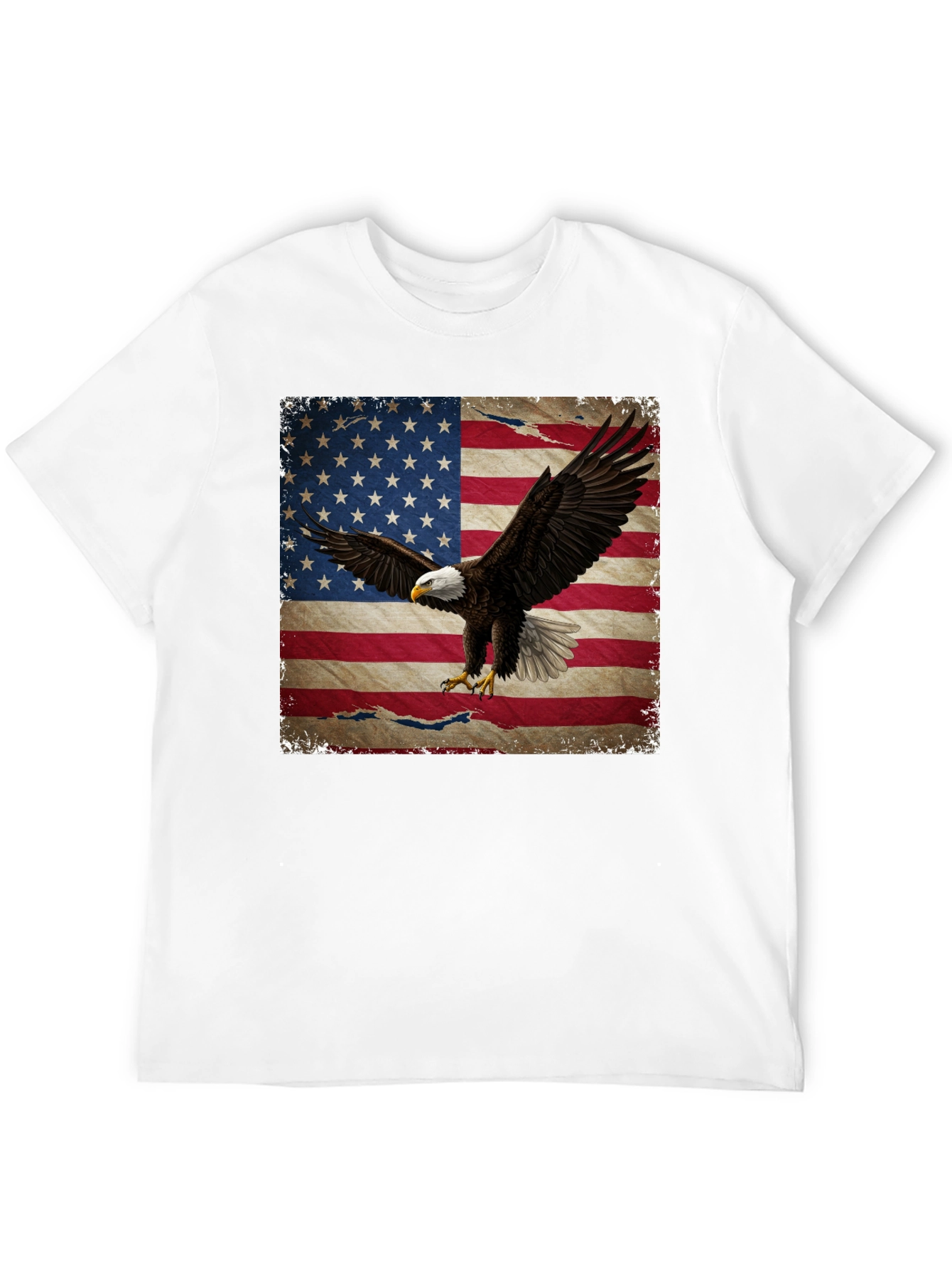 American Flag Eagle Graphic Print Black T-Shirt