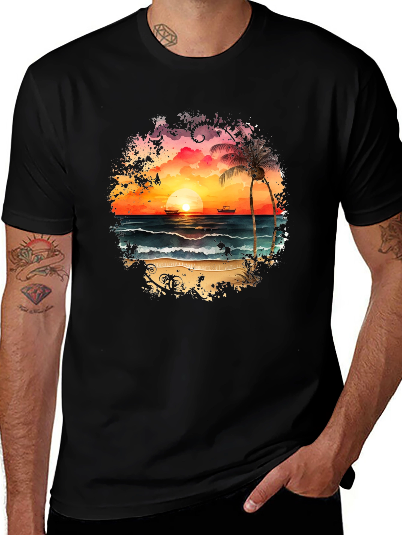Sunset Beach Graphic Tee - Tropical Vibes