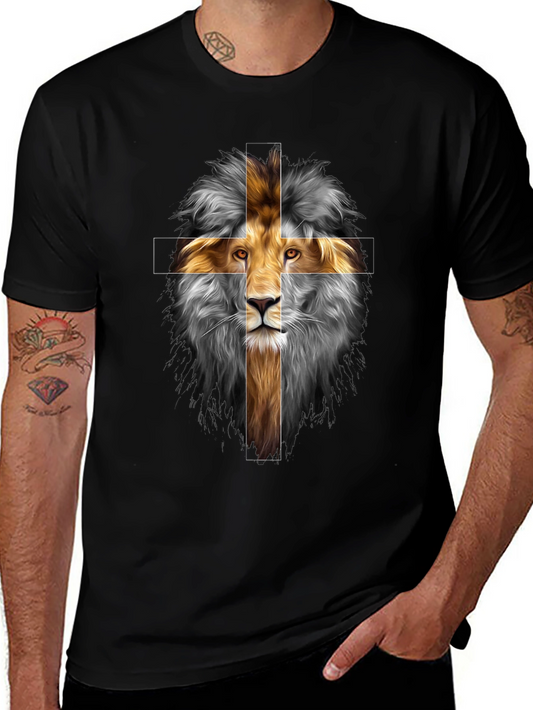 Lion Cross Graphic Tee - Christian T-Shirt