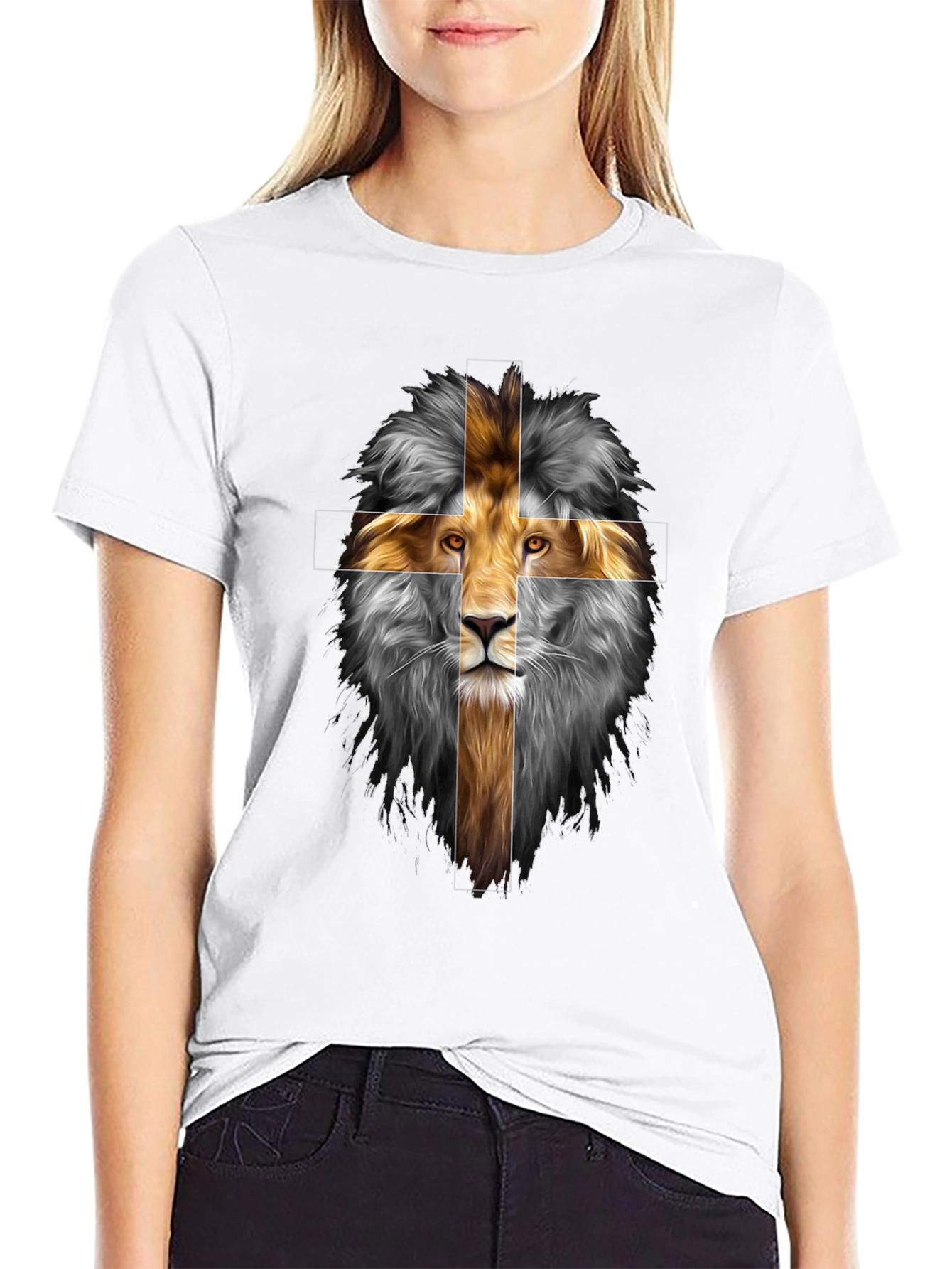 Lion Cross Graphic Tee - Christian T-Shirt