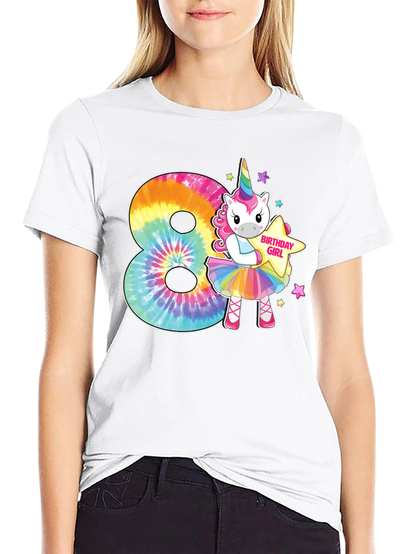 Birthday Girl 8th Unicorn Rainbow T-Shirt